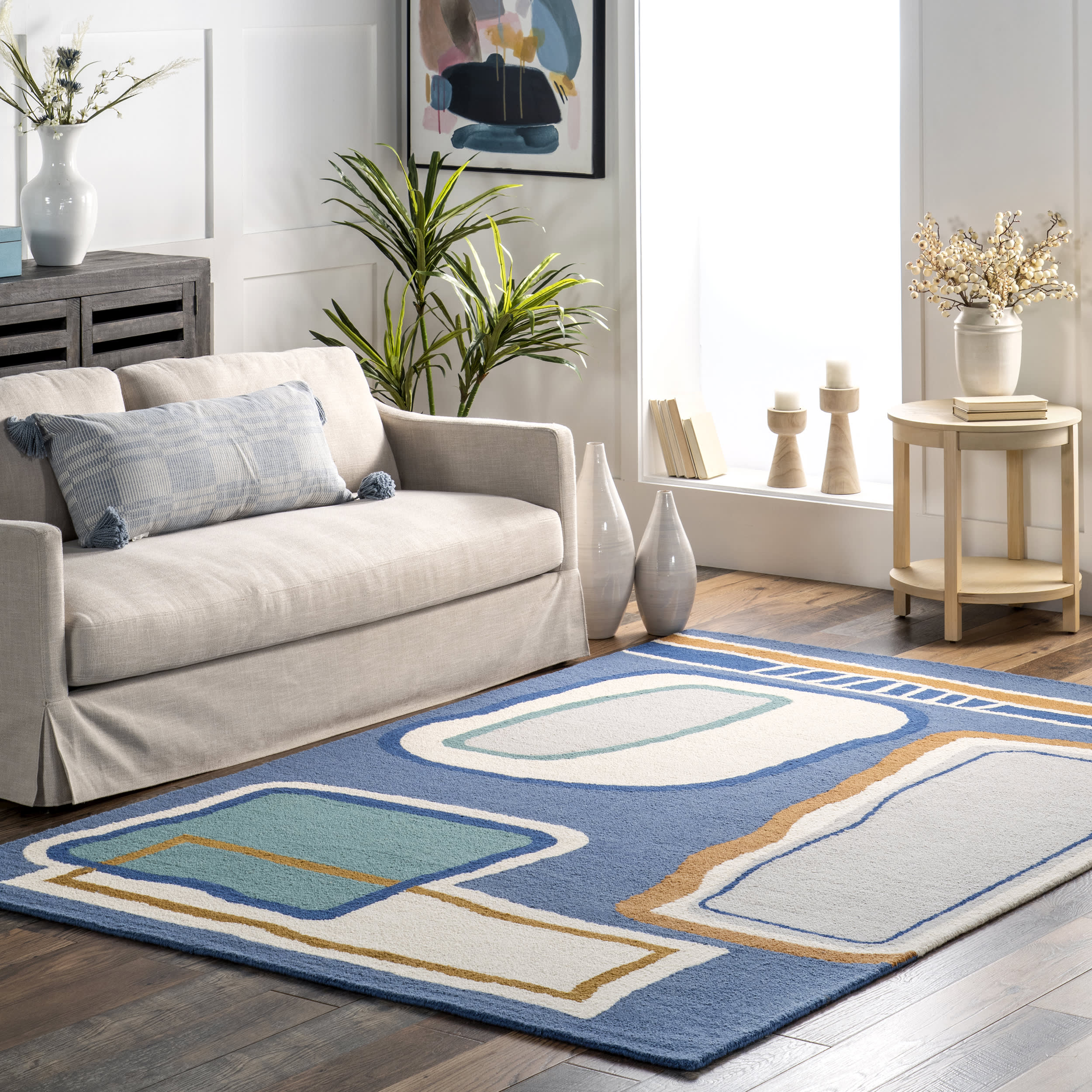 Annslee Abstract Doodling Rug | Blue - Image 2