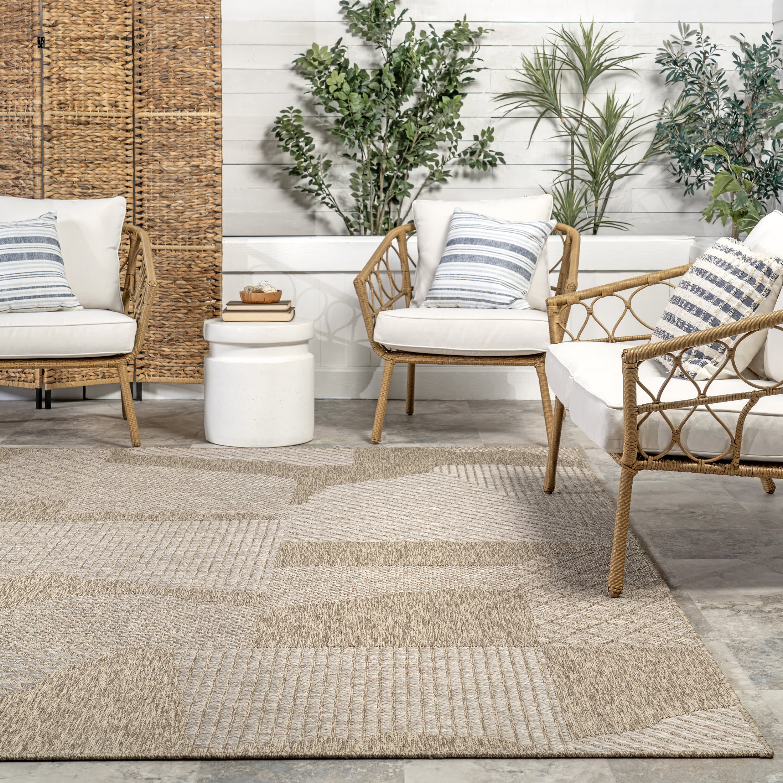 Ansley Abstract Collage Indoor/Outdoor Rug | Tan - Image 4