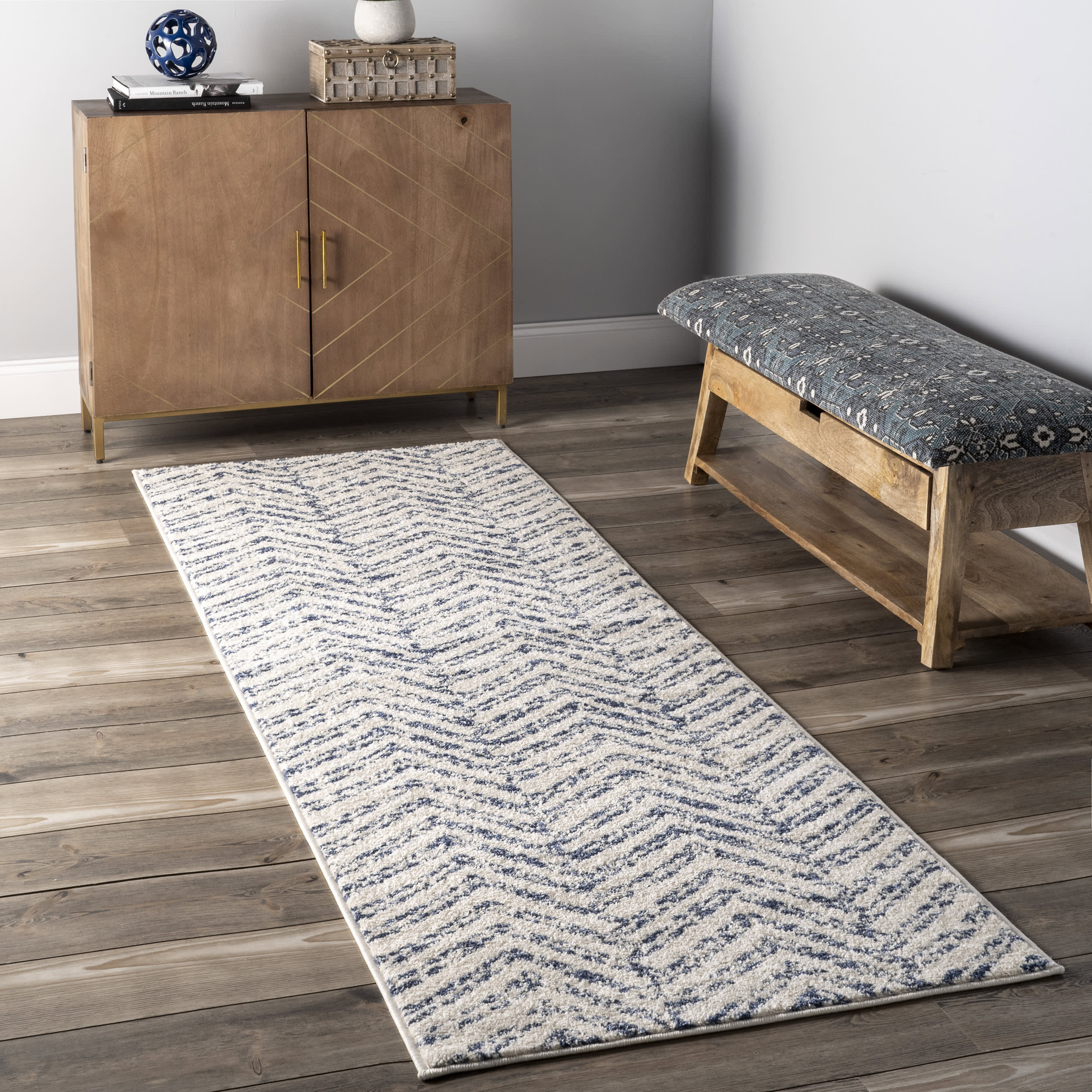 Antique Chevron Rug | Blue - Image 2