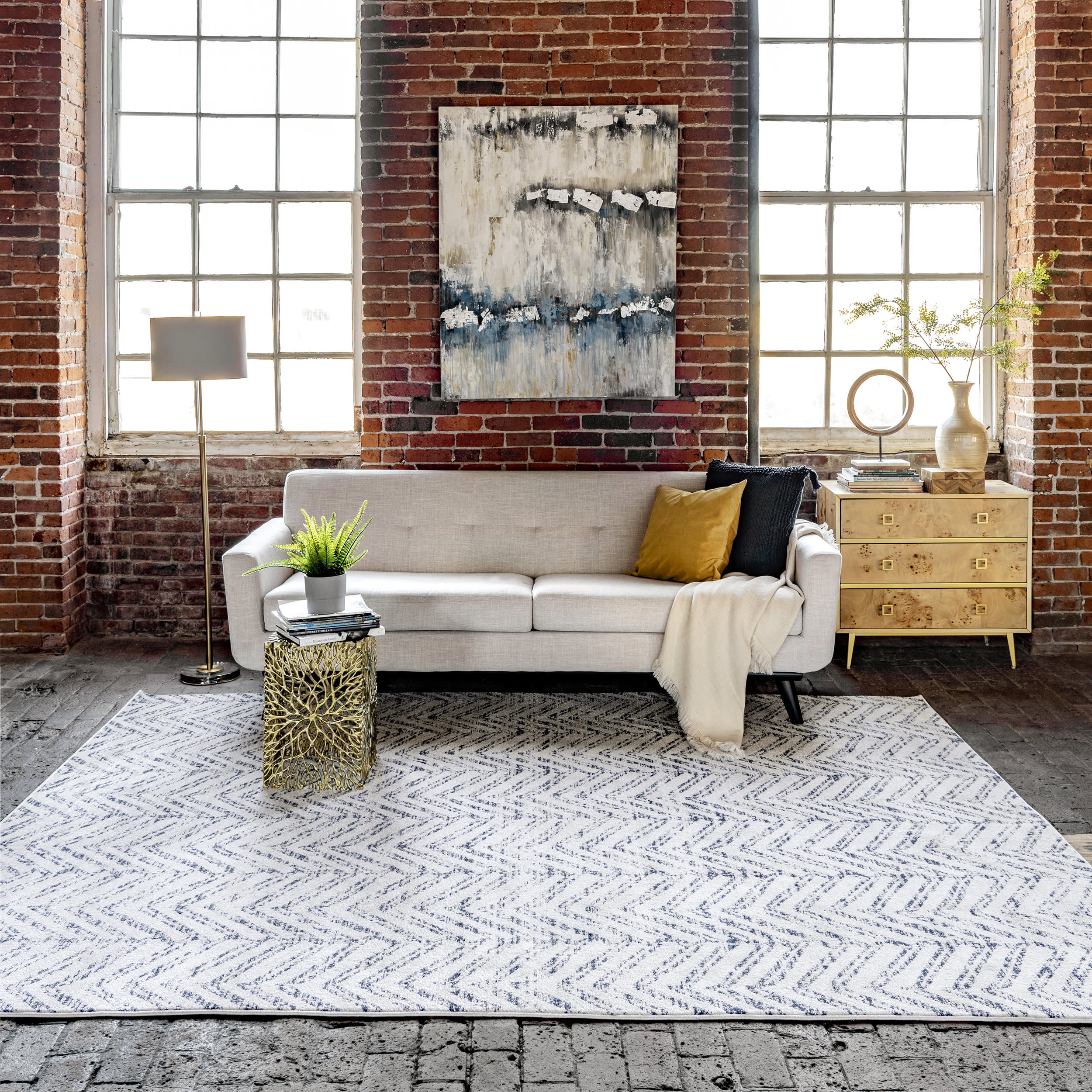Antique Chevron Rug | Blue - Image 6
