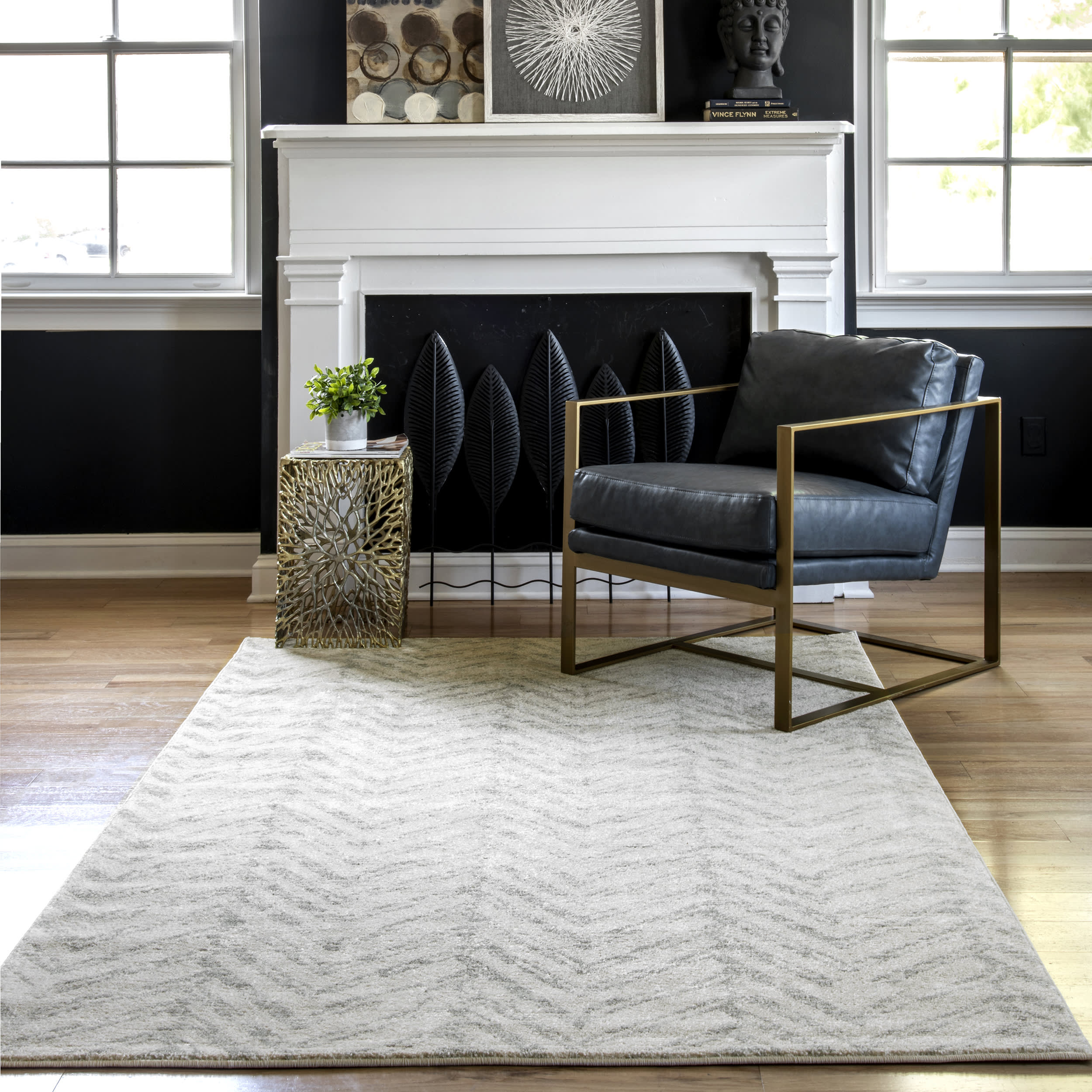 Antique Chevron Rug | Grey - Image 2