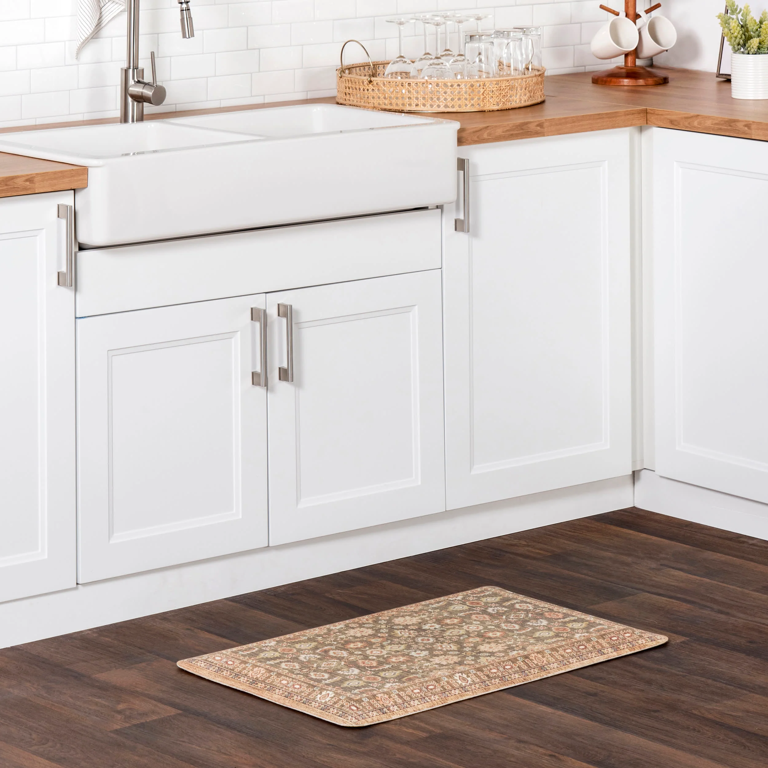 Antique Floral Anti-Fatigue Mat | Beige - Image 2