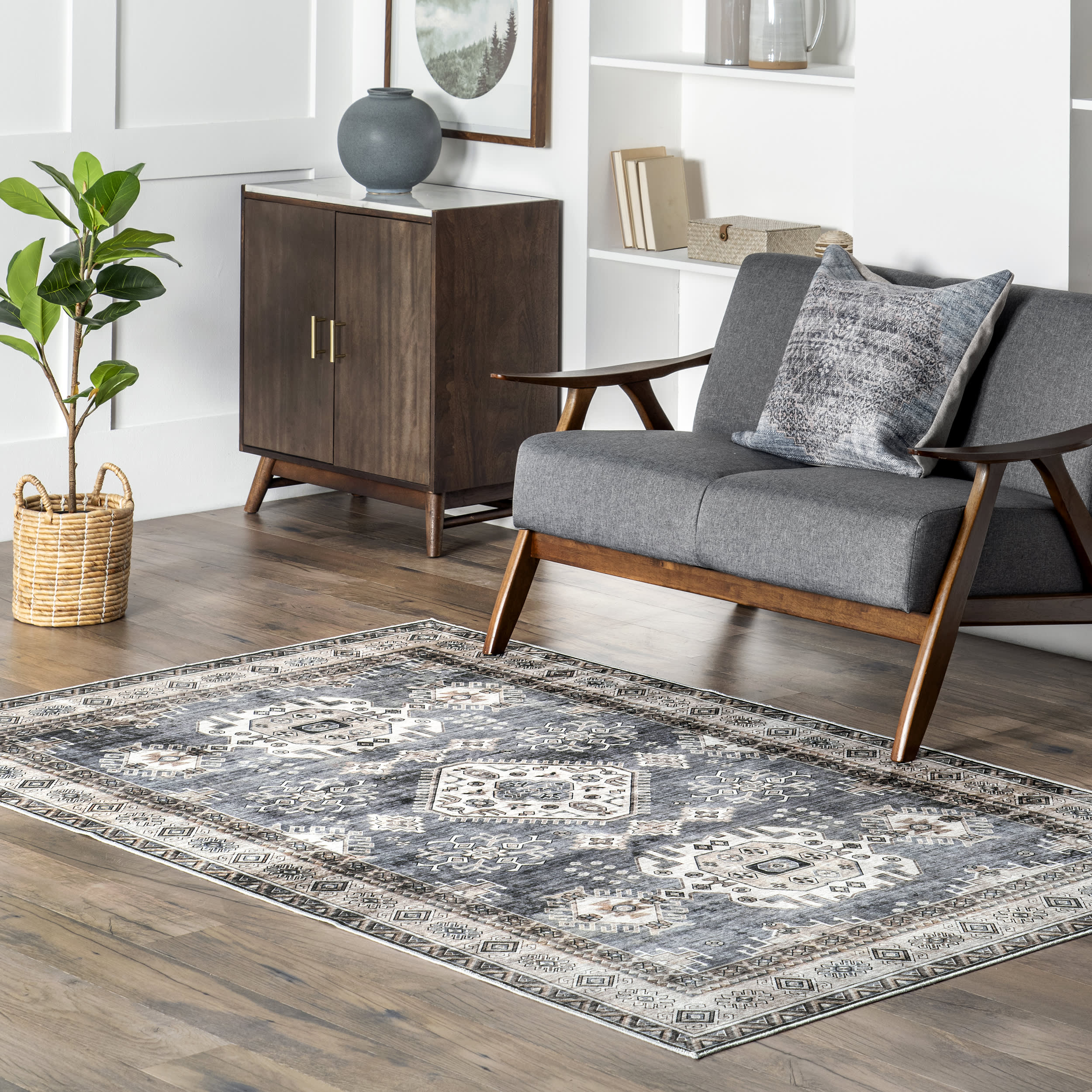 Antoinette Spill Proof Washable Rug | Blue - Image 2