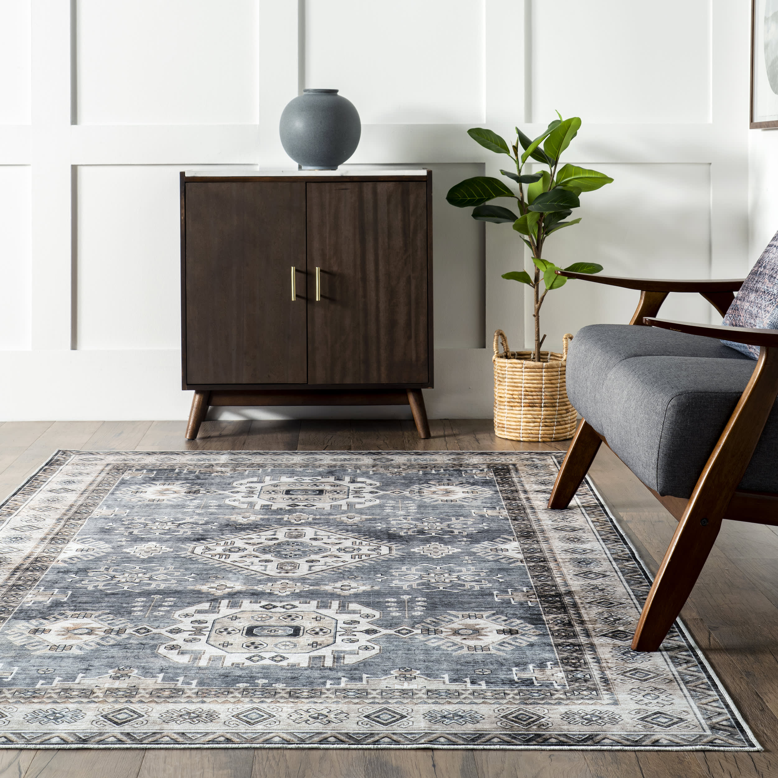 Antoinette Spill Proof Washable Rug | Blue - Image 4