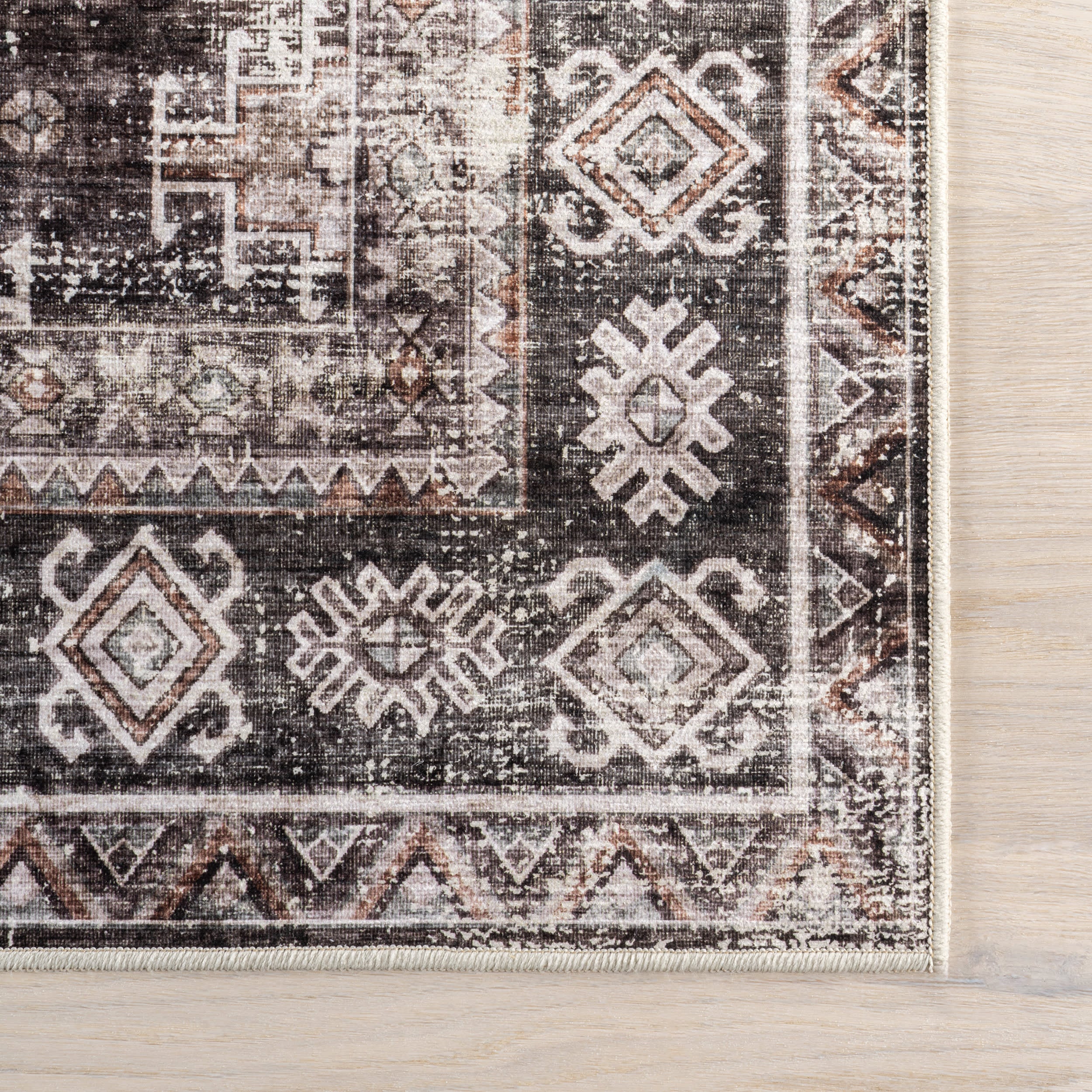 Antoinette Spill Proof Washable Rug | Charcoal - Image 4