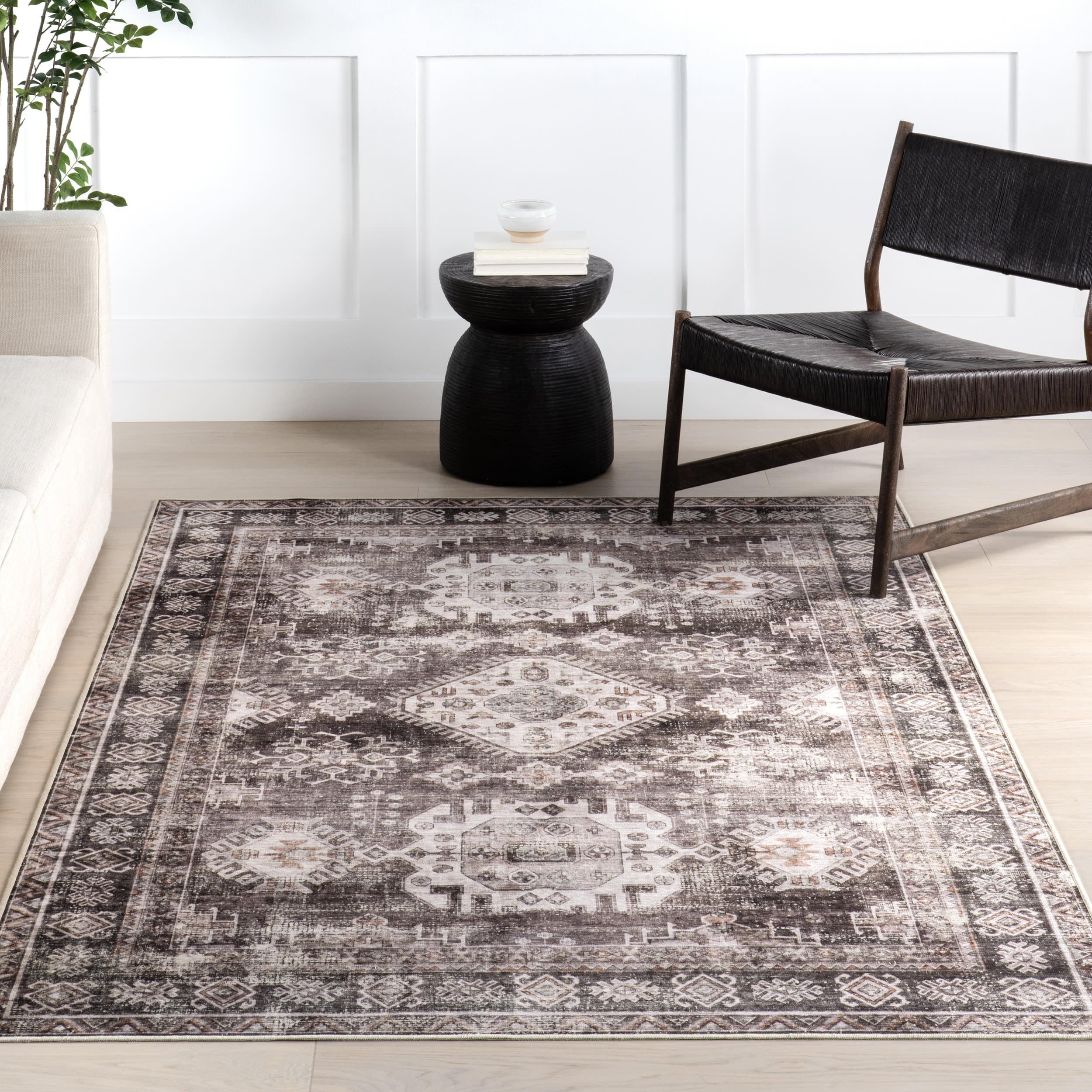 Antoinette Spill Proof Washable Rug | Charcoal - Image 5