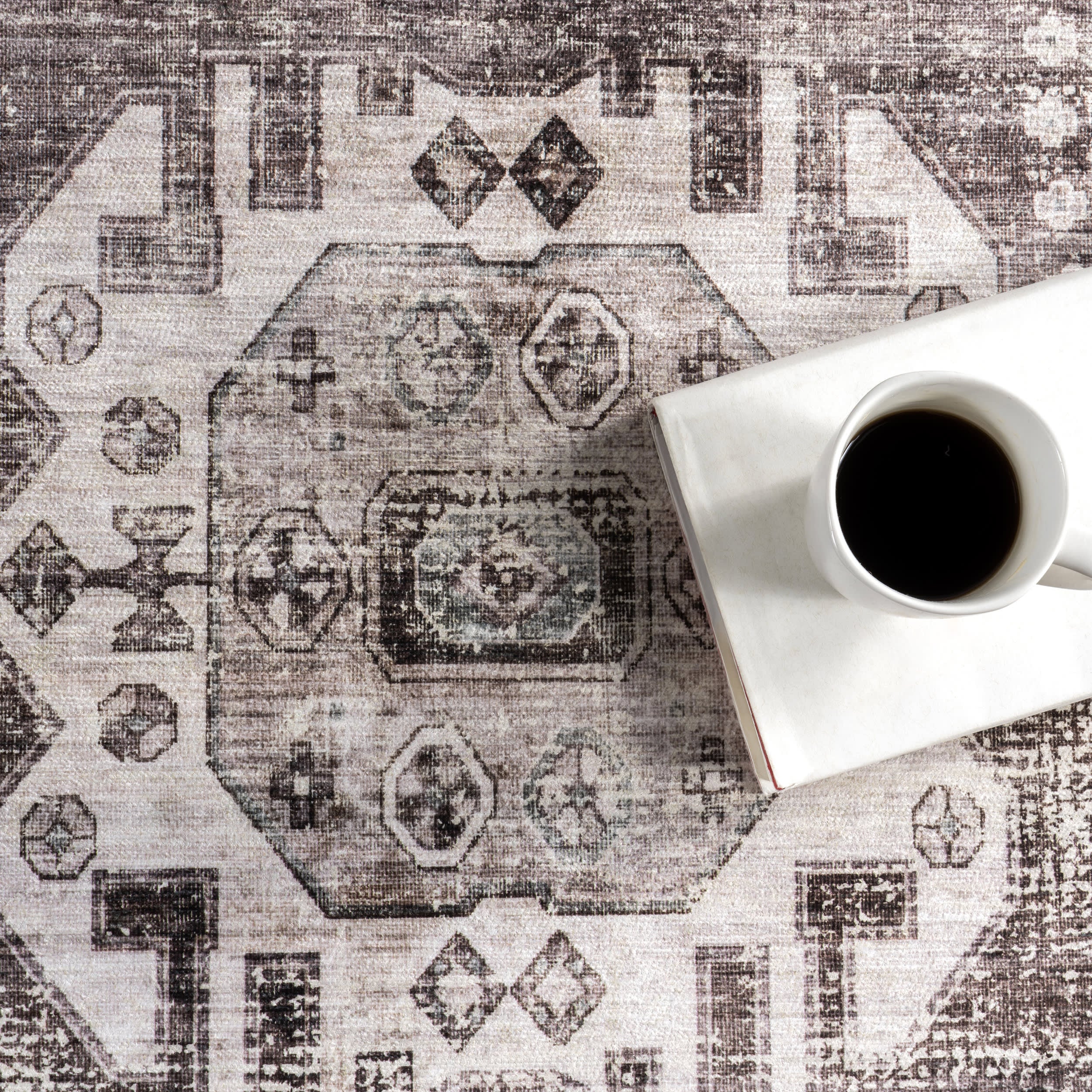 Antoinette Spill Proof Washable Rug | Charcoal - Image 8