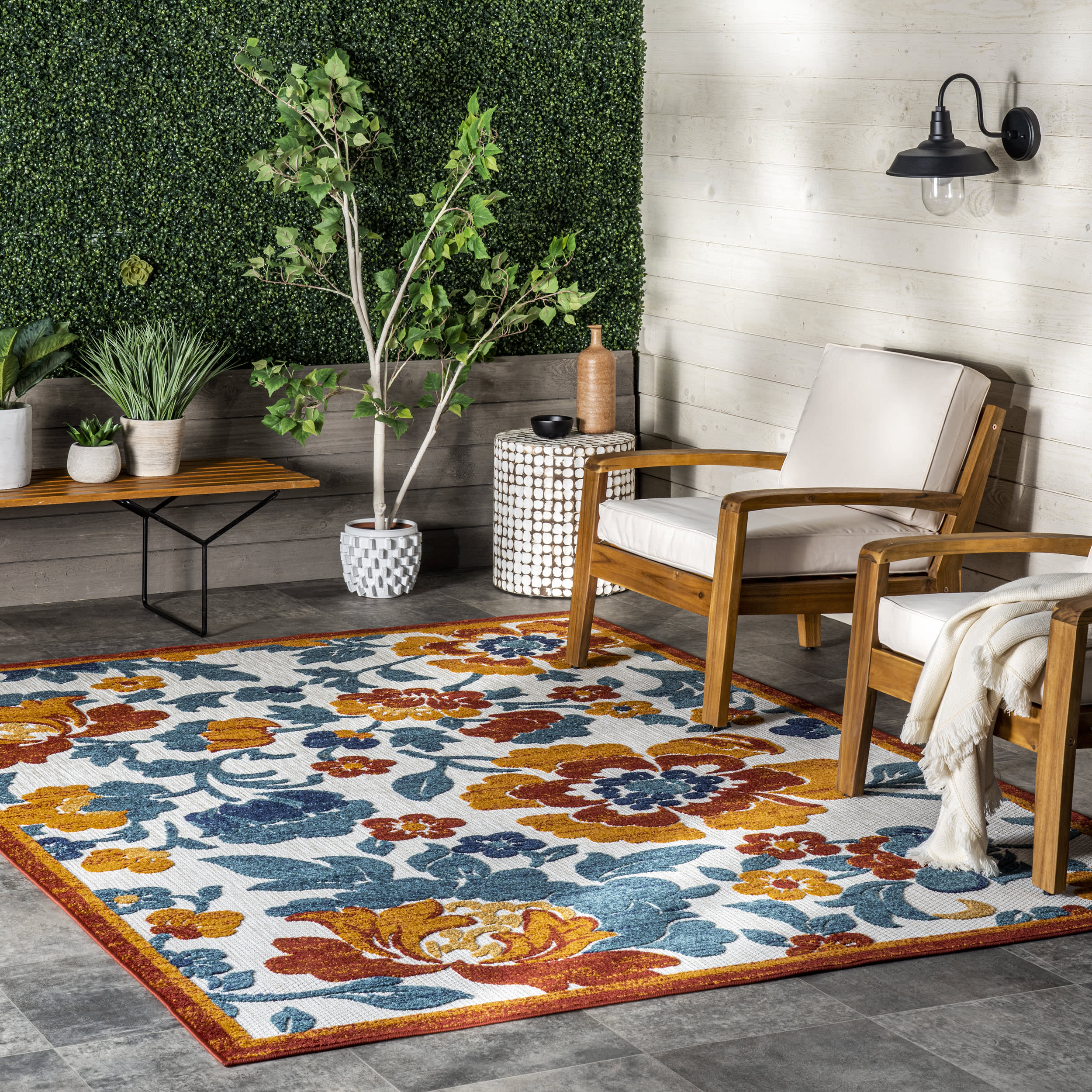 April Floral Garden Indoor/Outdoor Rug | Rust - Image 2