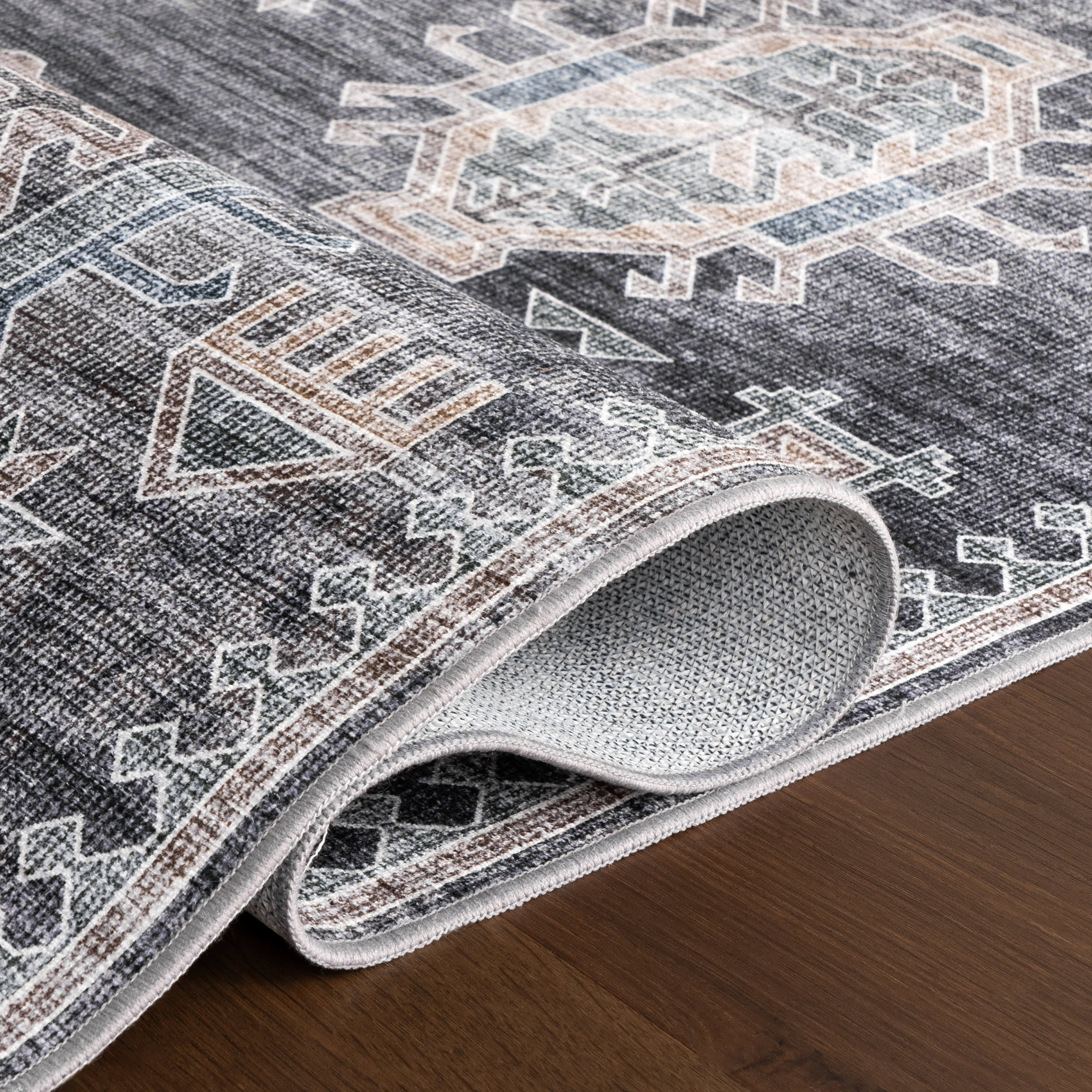 Araya Spill Proof Washable Rug | Charcoal - Image 9