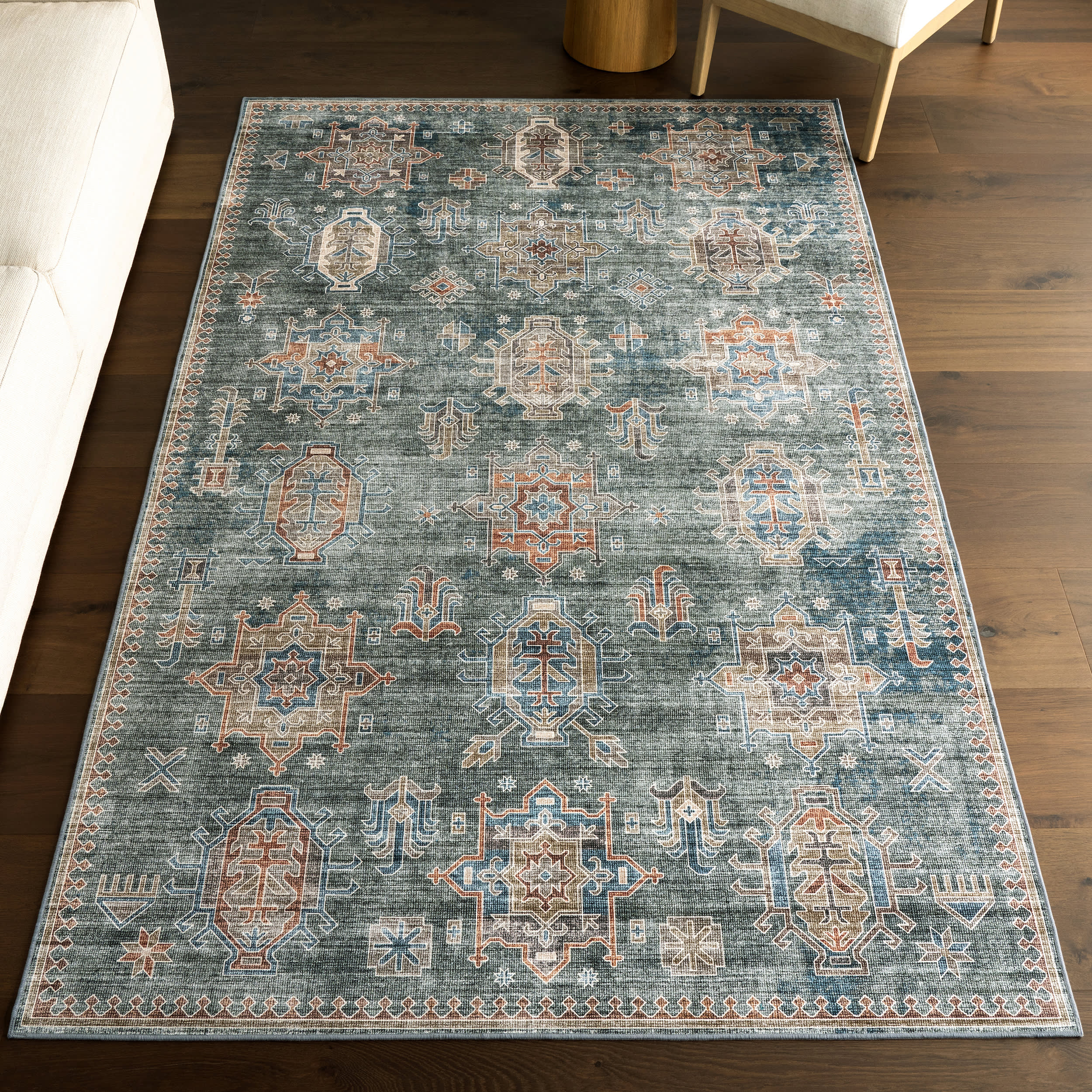 Araya Spill Proof Washable Rug | Green - Image 2