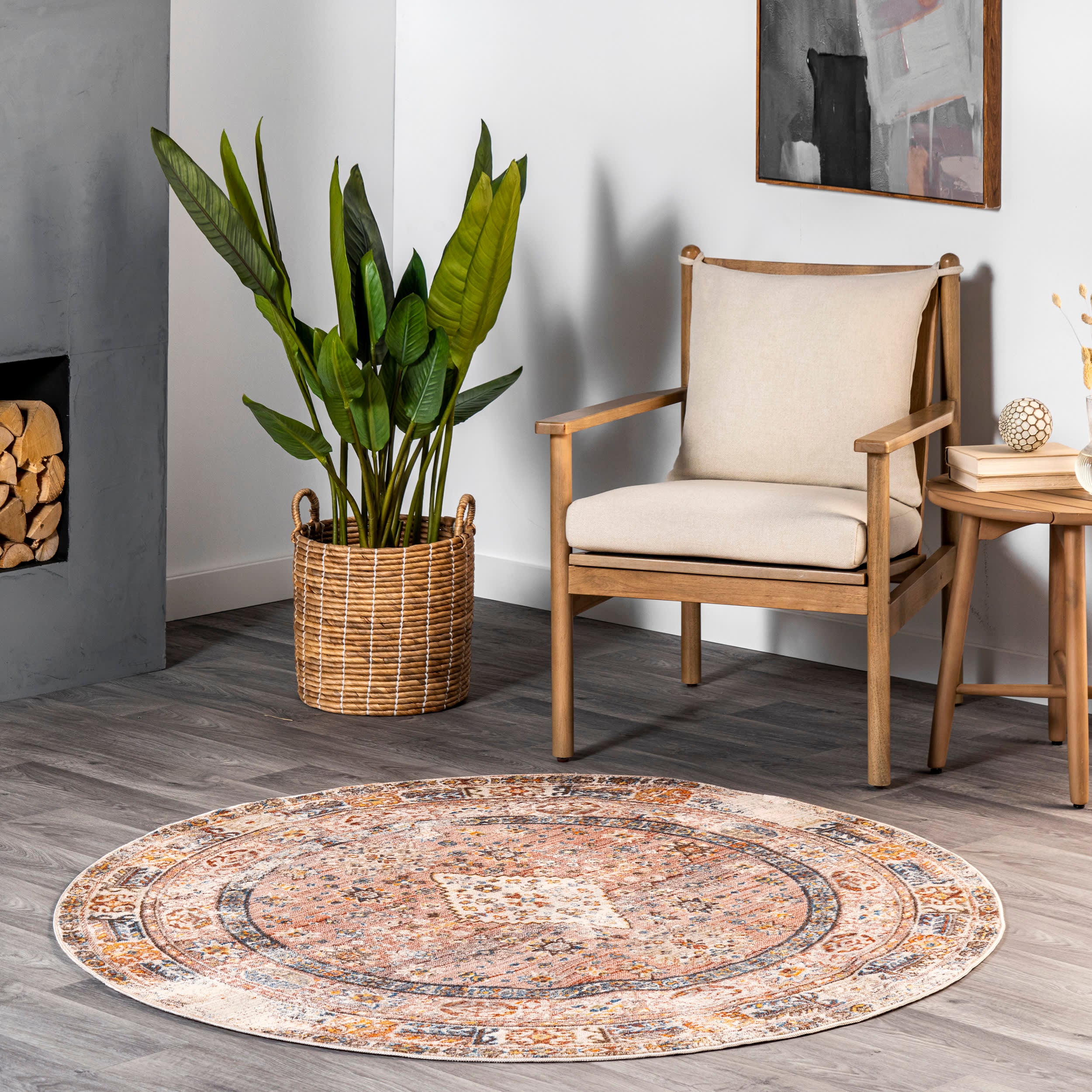 Archer Distressed Medallion Rug | Khaki - Image 2