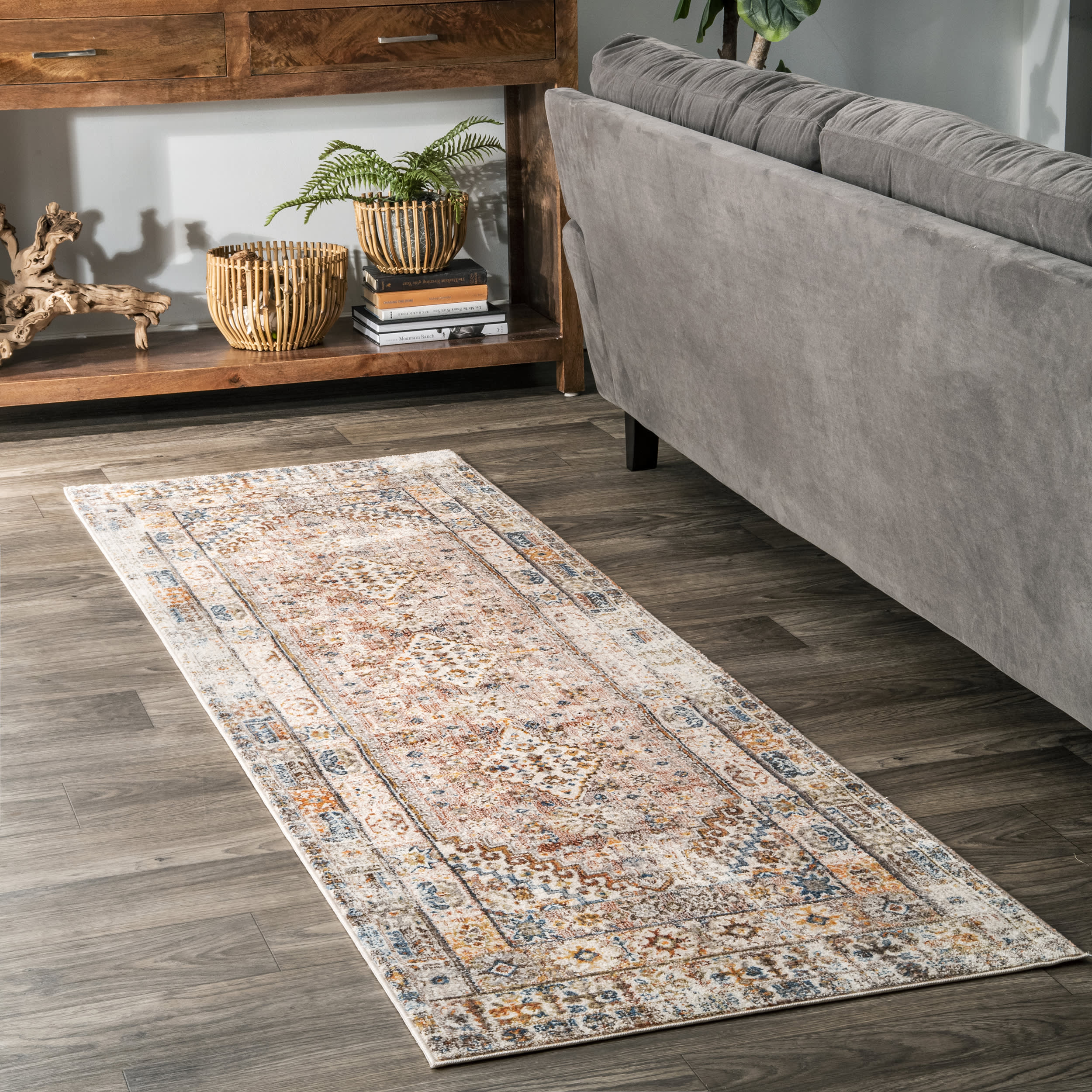 Archer Distressed Medallion Rug | Khaki - Image 2