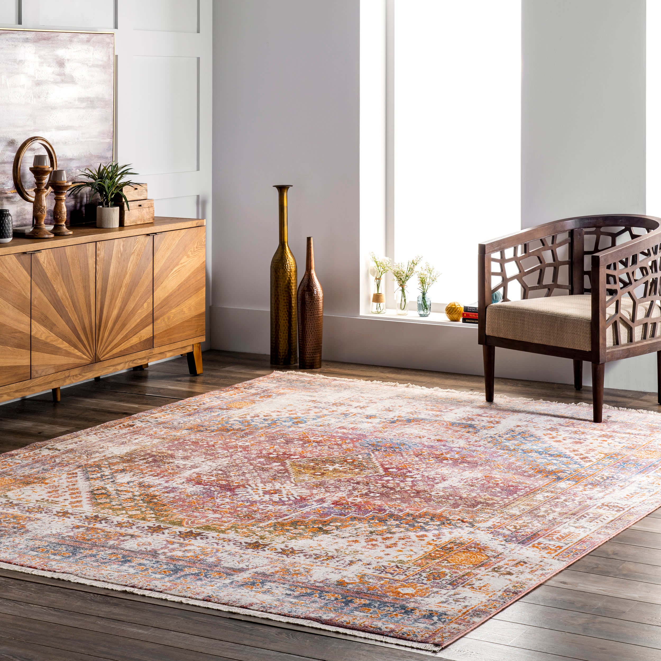 Archer Distressed Medallion Rug | Rust - Image 2