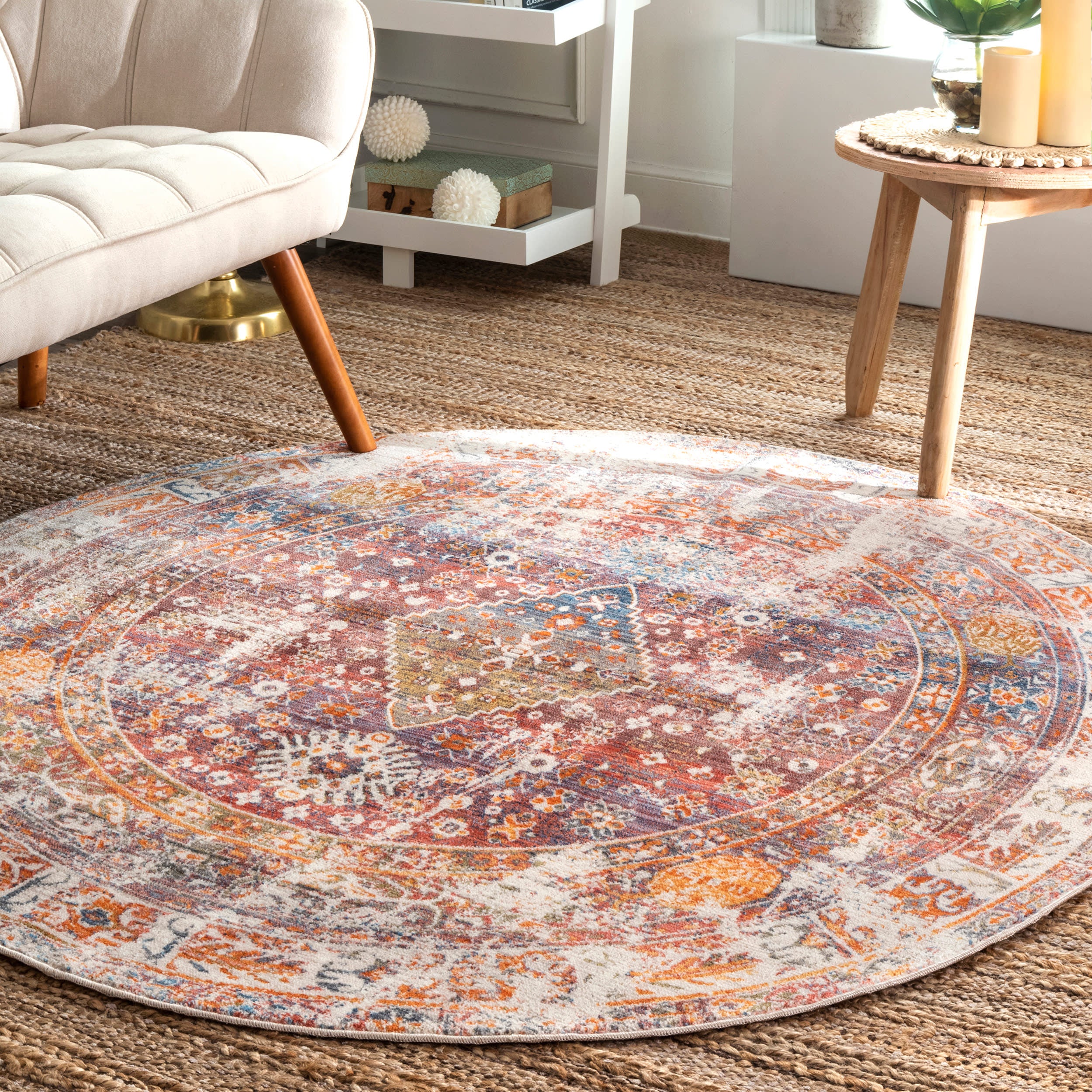 Archer Distressed Medallion Rug | Rust - Image 2