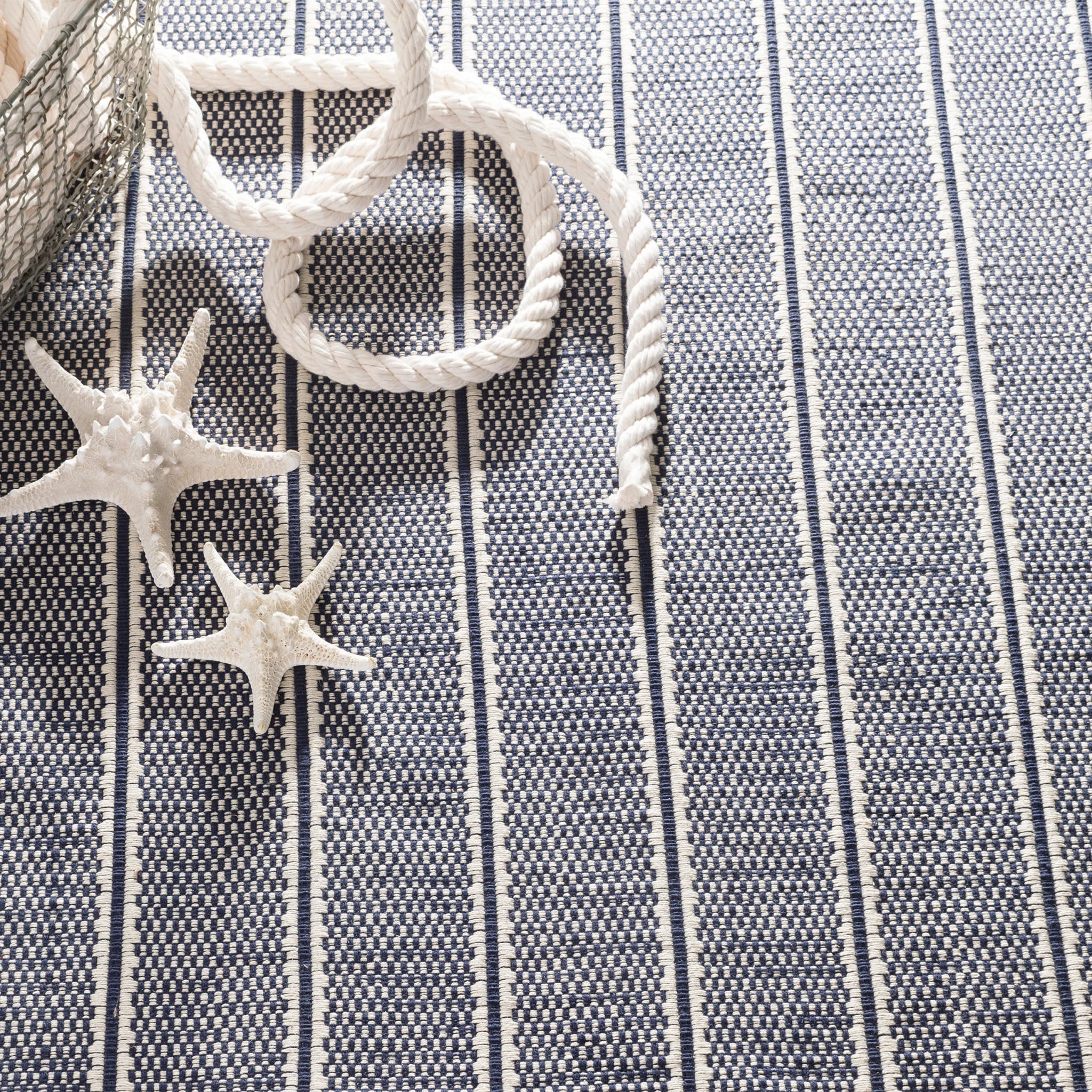 Archer Handwoven Cotton Rug | Navy - Image 3