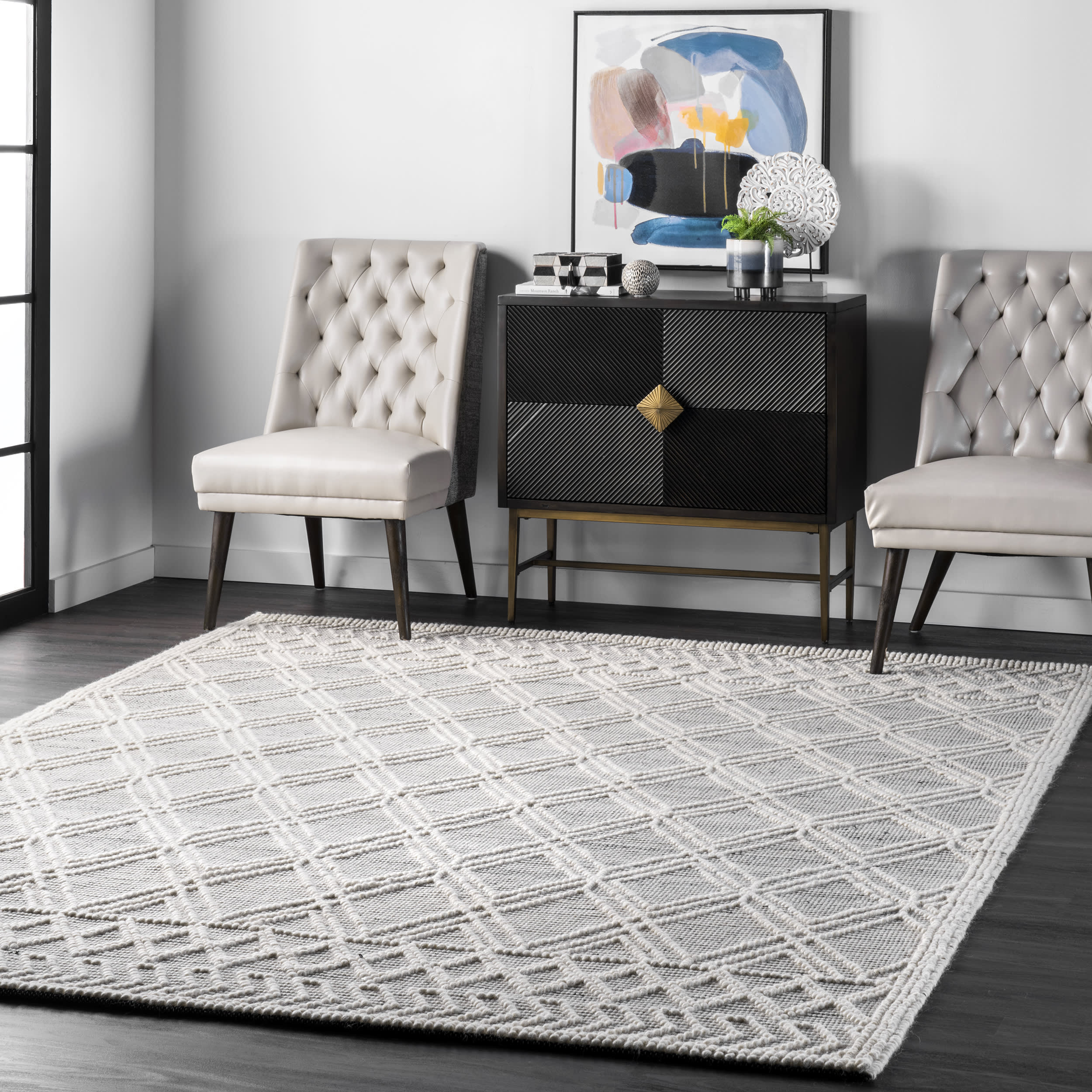 Argyle Trellis Rug | Grey - Image 2