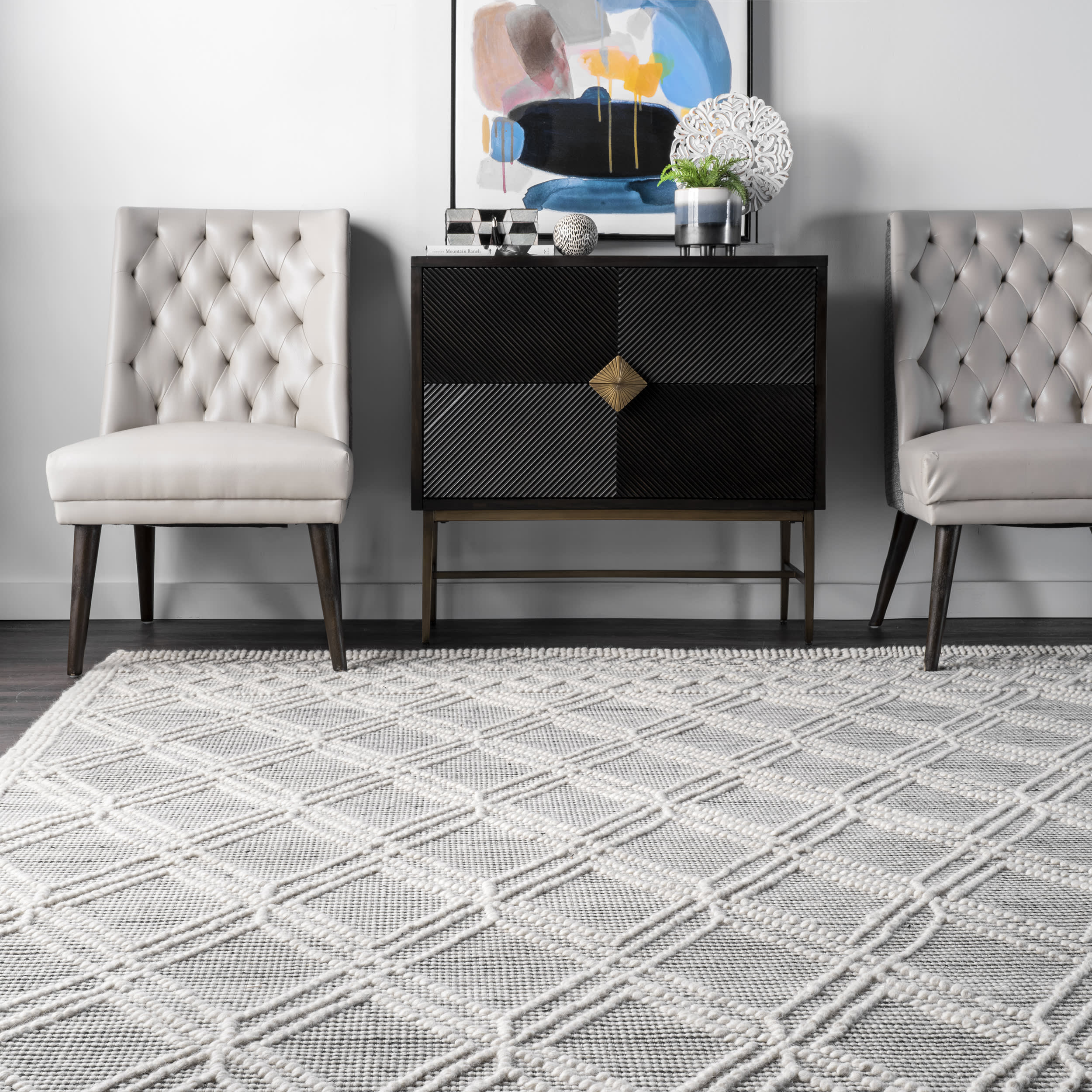 Argyle Trellis Rug | Grey - Image 4