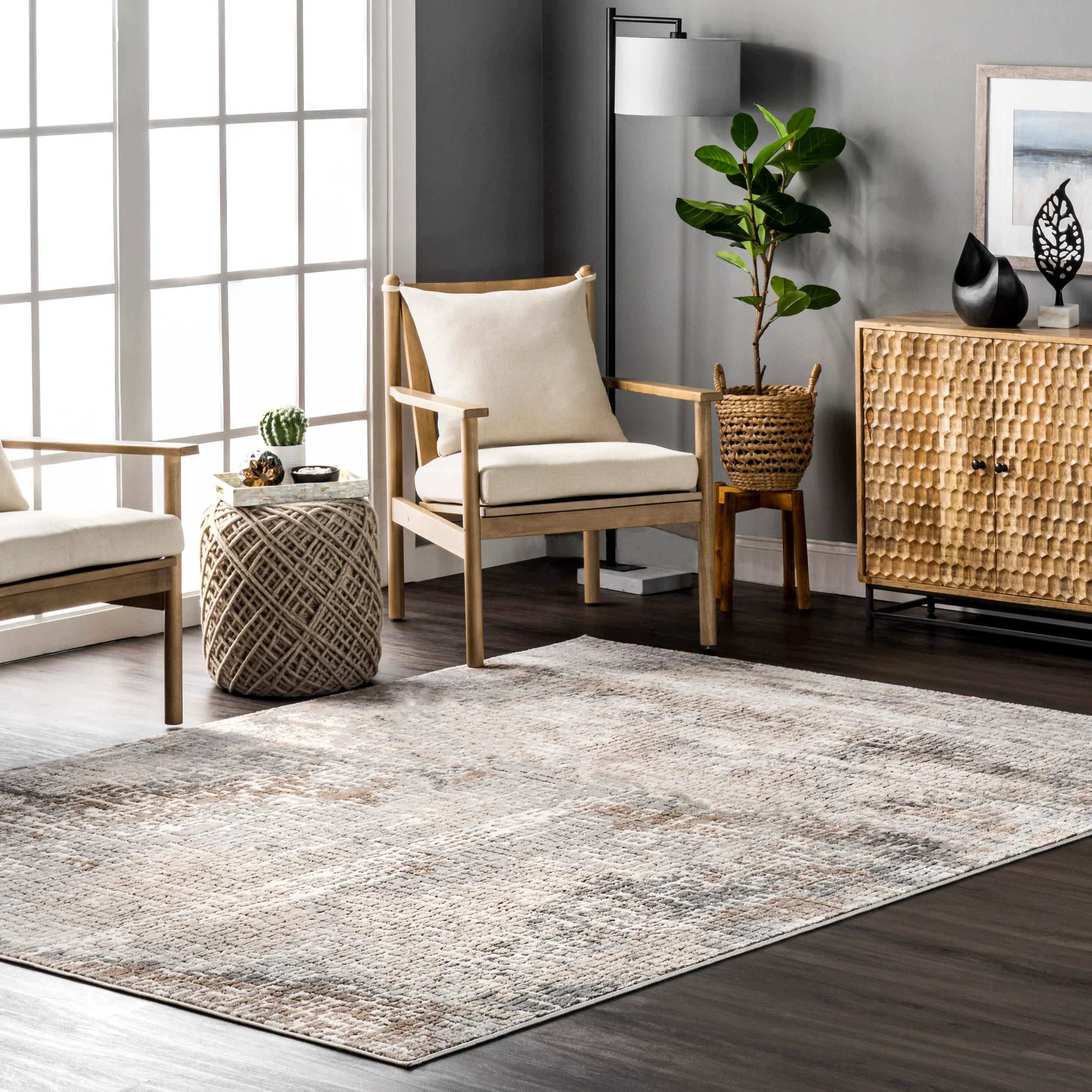 Ari Abstract Mosaic Rug | Beige - Image 2