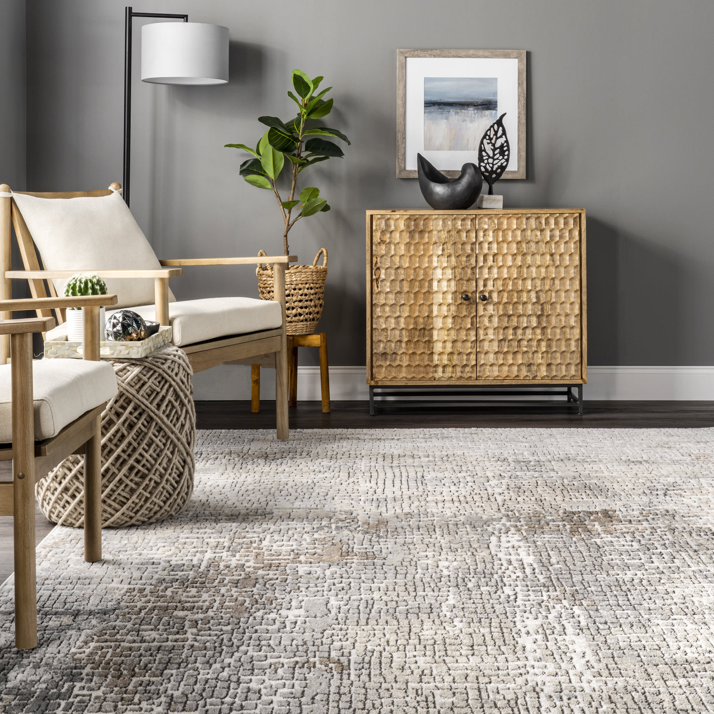Ari Abstract Mosaic Rug | Beige - Image 4
