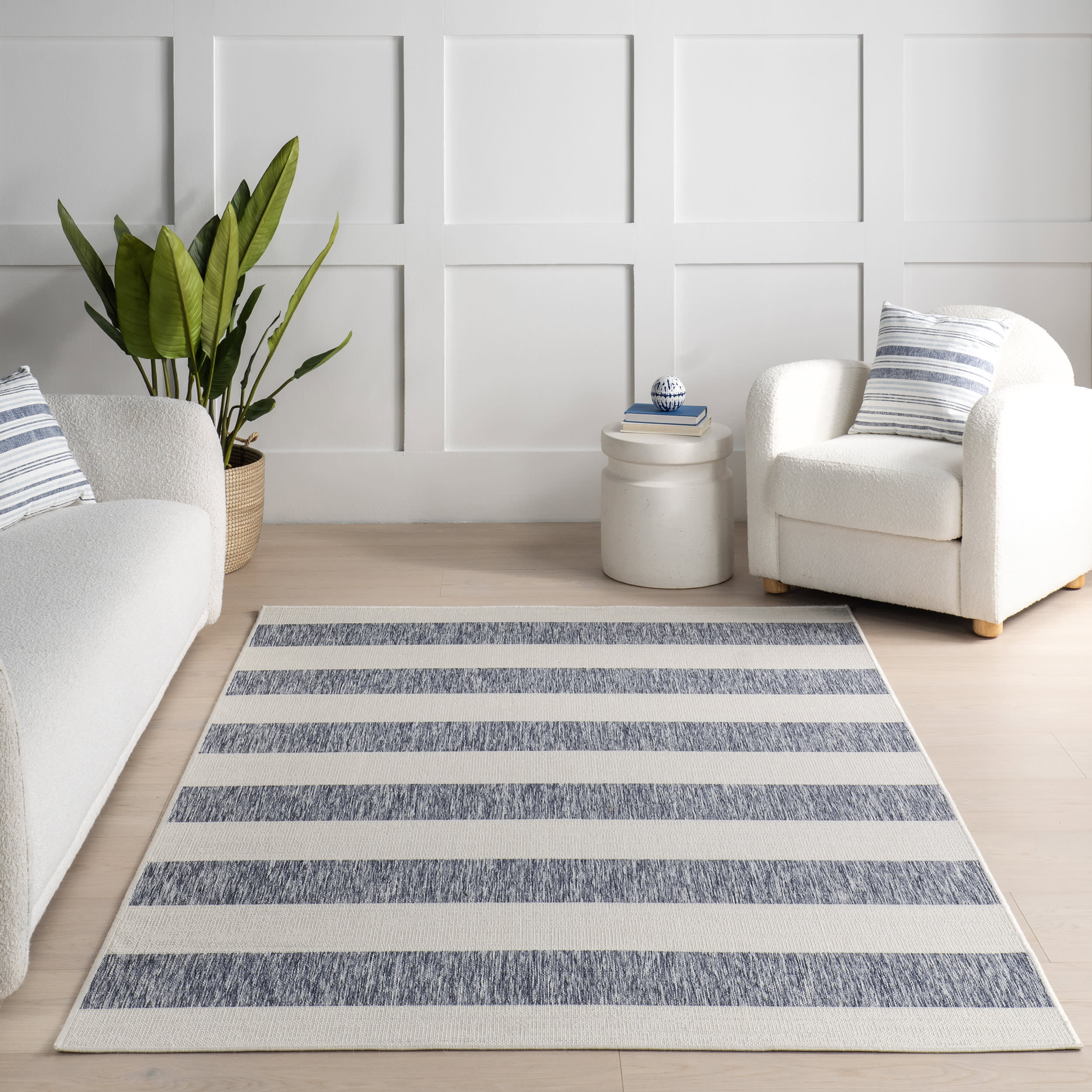 Ariah Wide Stripes Indoor/Outdoor Rug | Blue - Image 5