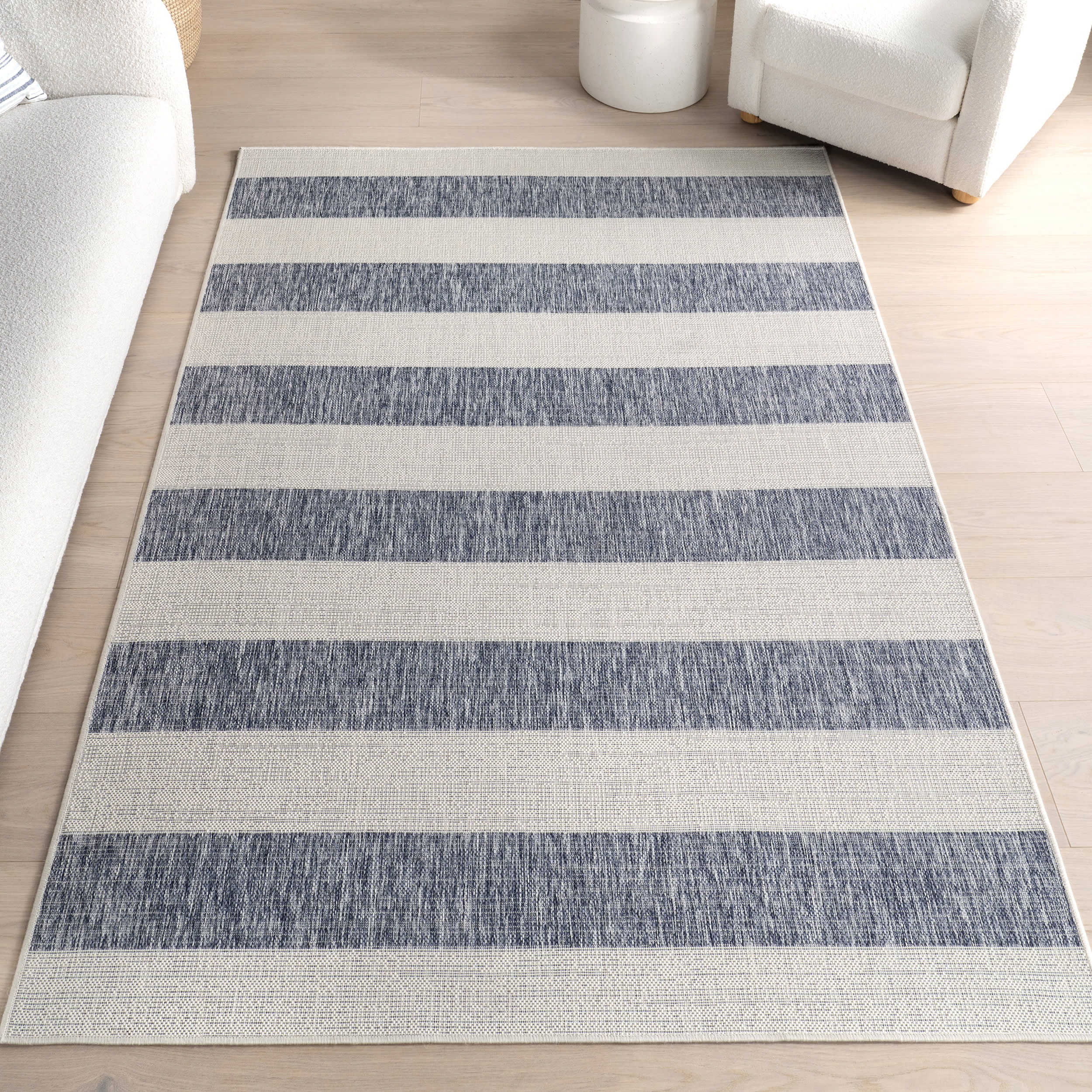 Ariah Wide Stripes Indoor/Outdoor Rug | Blue - Image 9