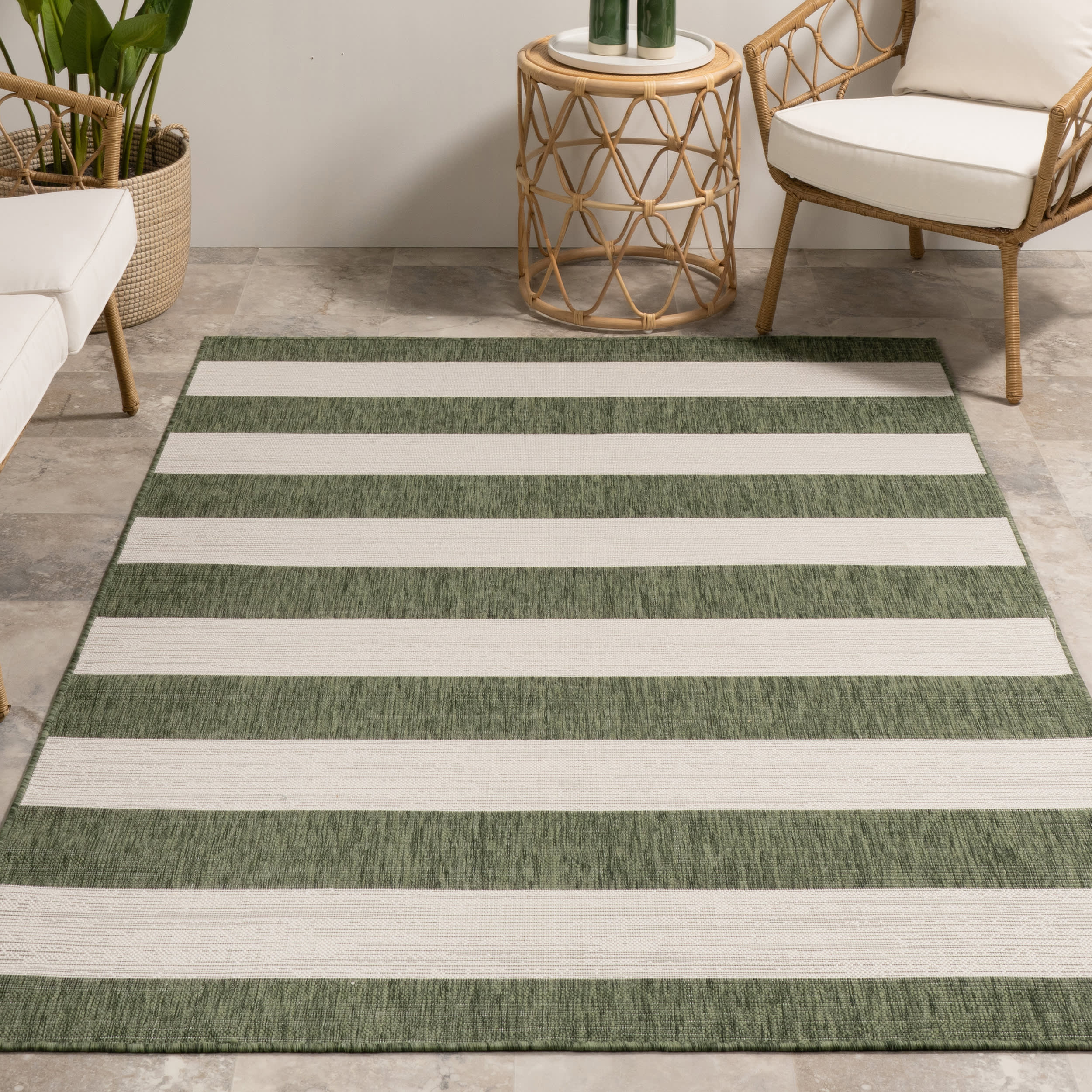 Ariah Wide Stripes Indoor/Outdoor Rug | Green - Image 5