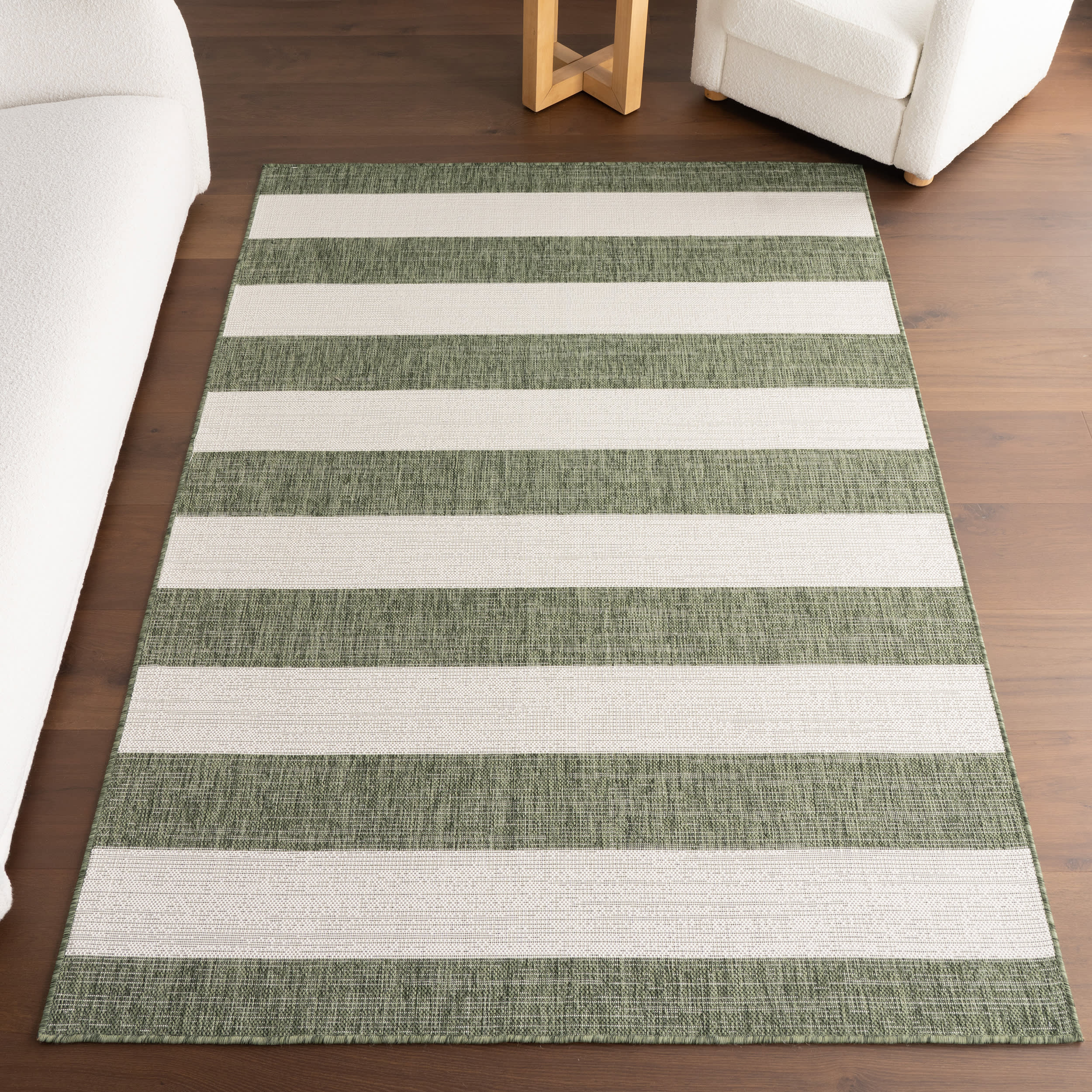 Ariah Wide Stripes Indoor/Outdoor Rug | Green - Image 9