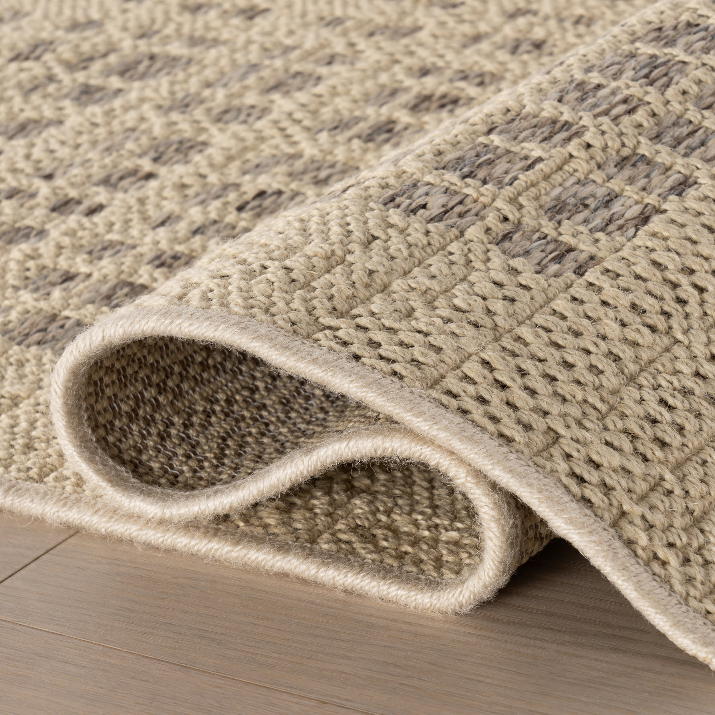 Arida Modern Checkered Rug | Beige - Image 7