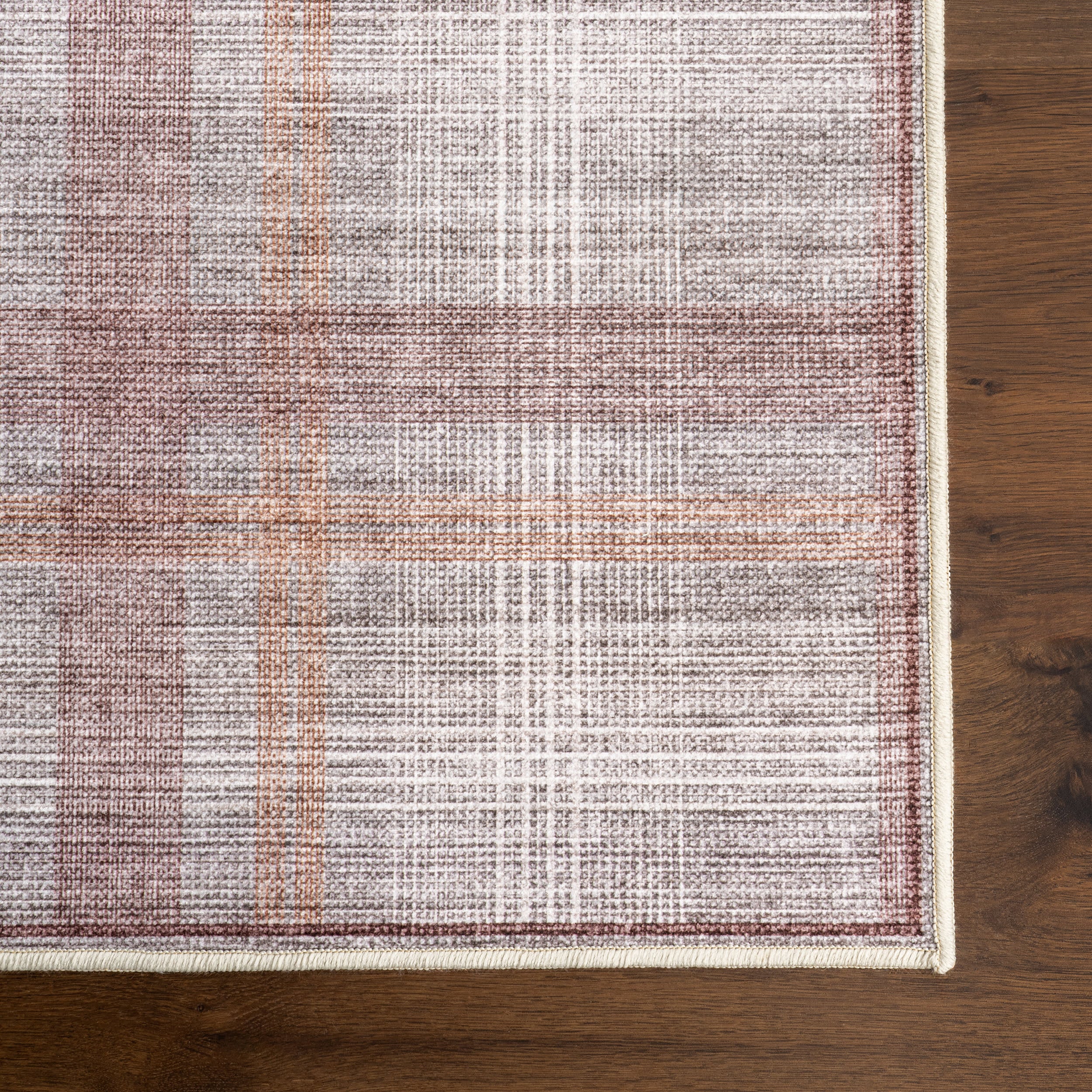 Arietty Plaid Spill Proof Washable Rug | Grey - Image 4