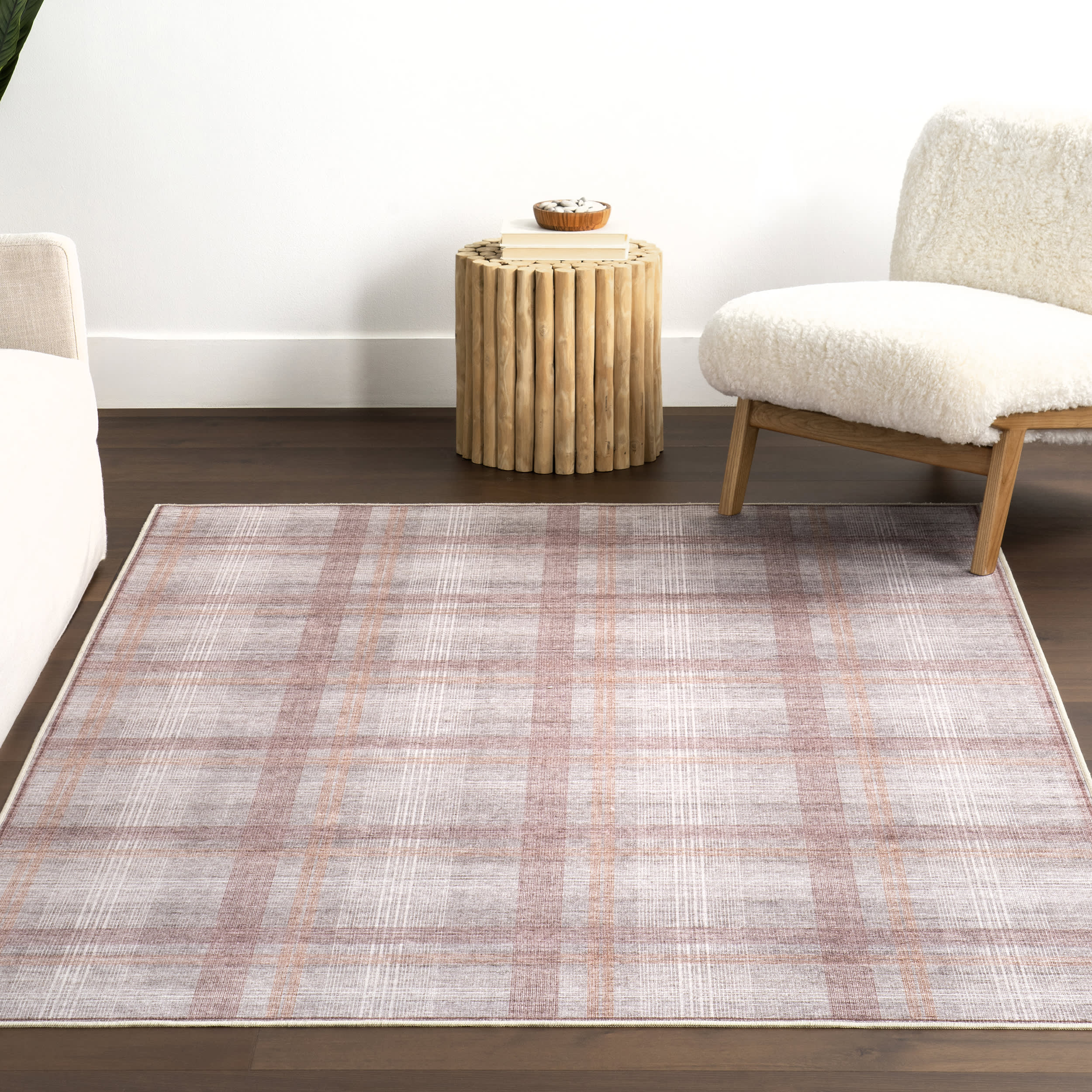Arietty Plaid Spill Proof Washable Rug | Grey - Image 5