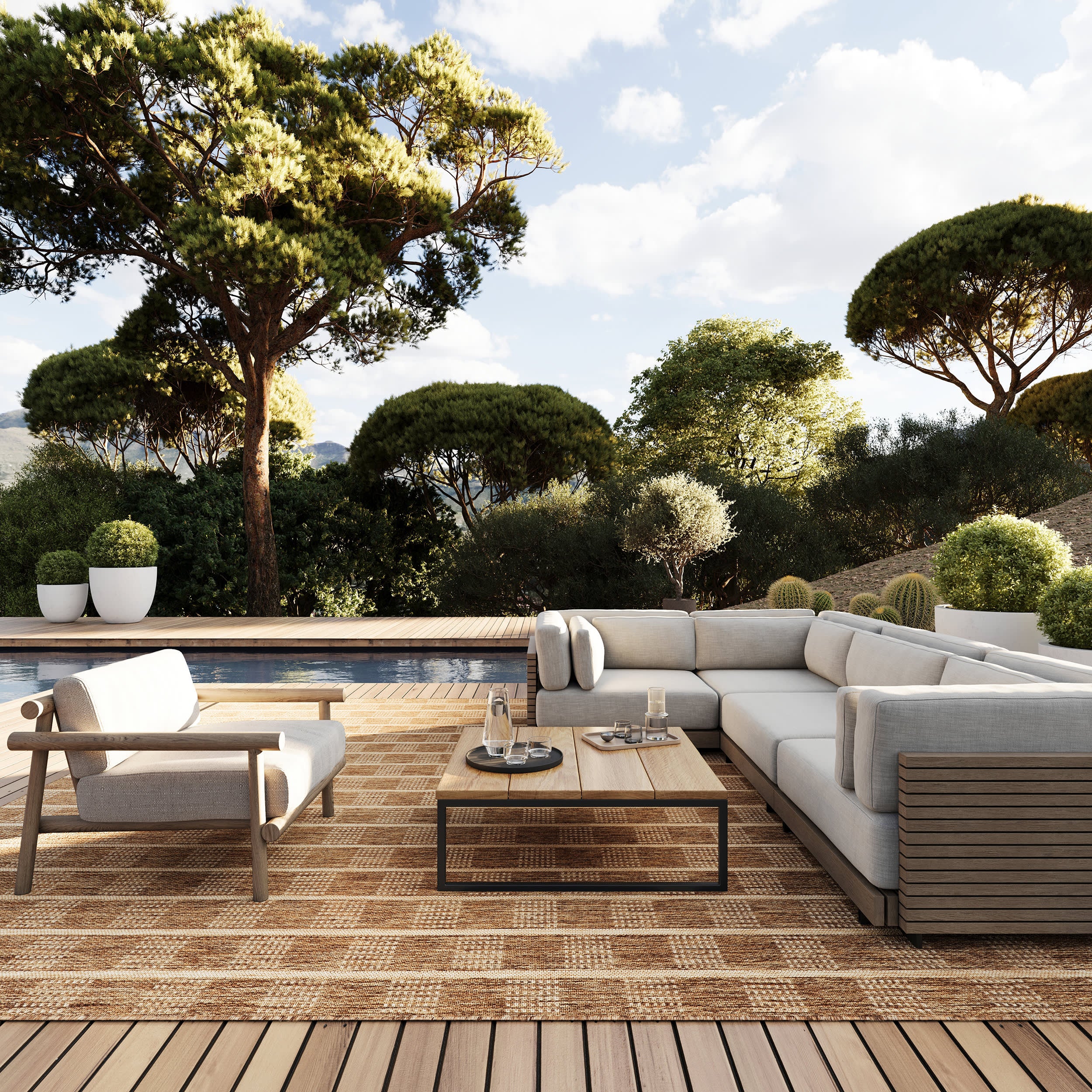 Ariselle Striped Indoor/Outdoor Rug | Light Brown - Image 2