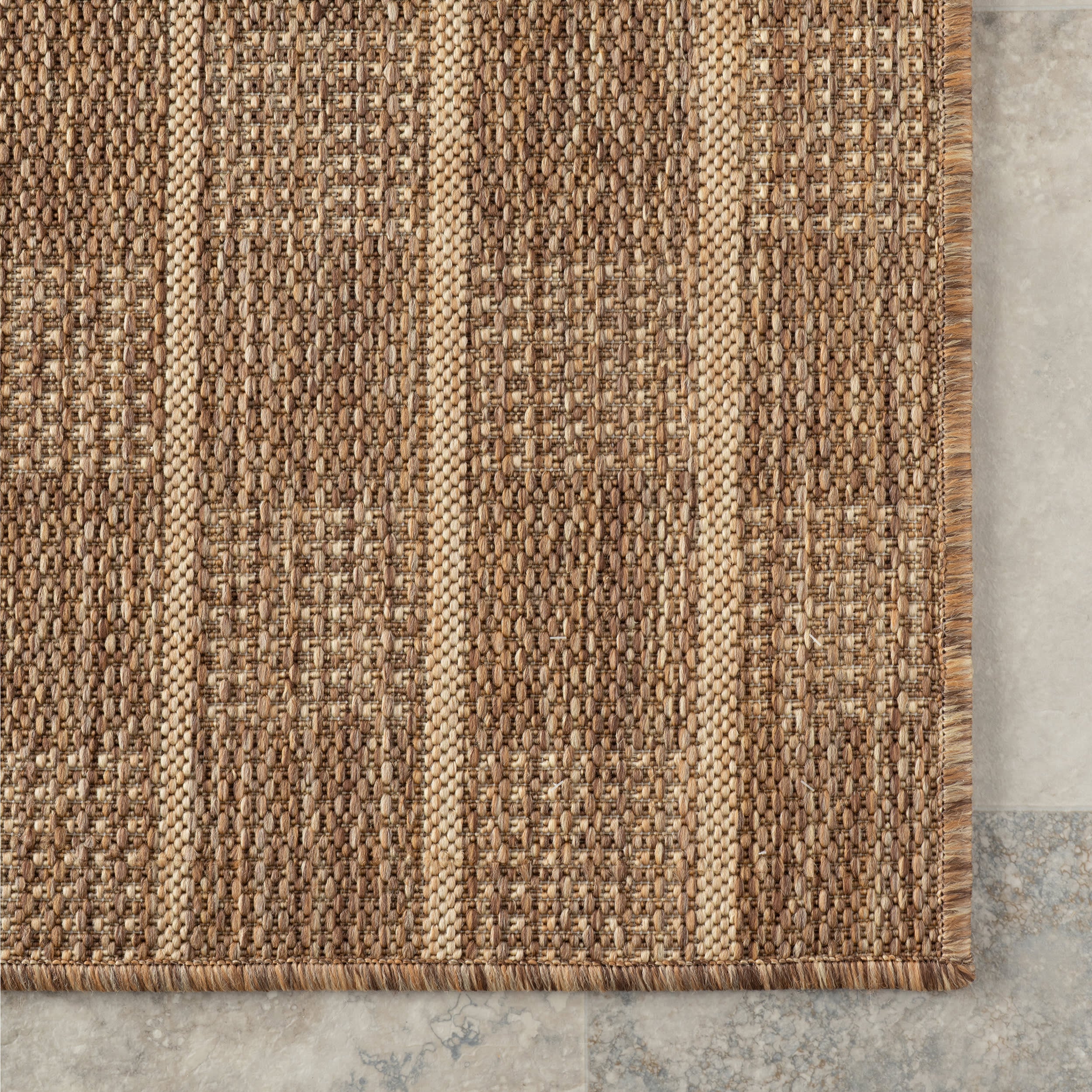 Ariselle Striped Indoor/Outdoor Rug | Light Brown - Image 4