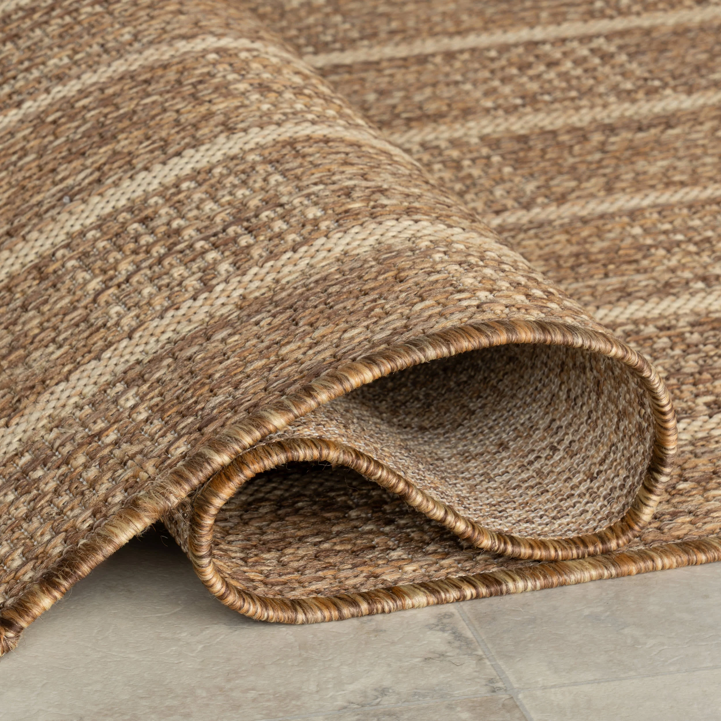 Ariselle Striped Indoor/Outdoor Rug | Light Brown - Image 8