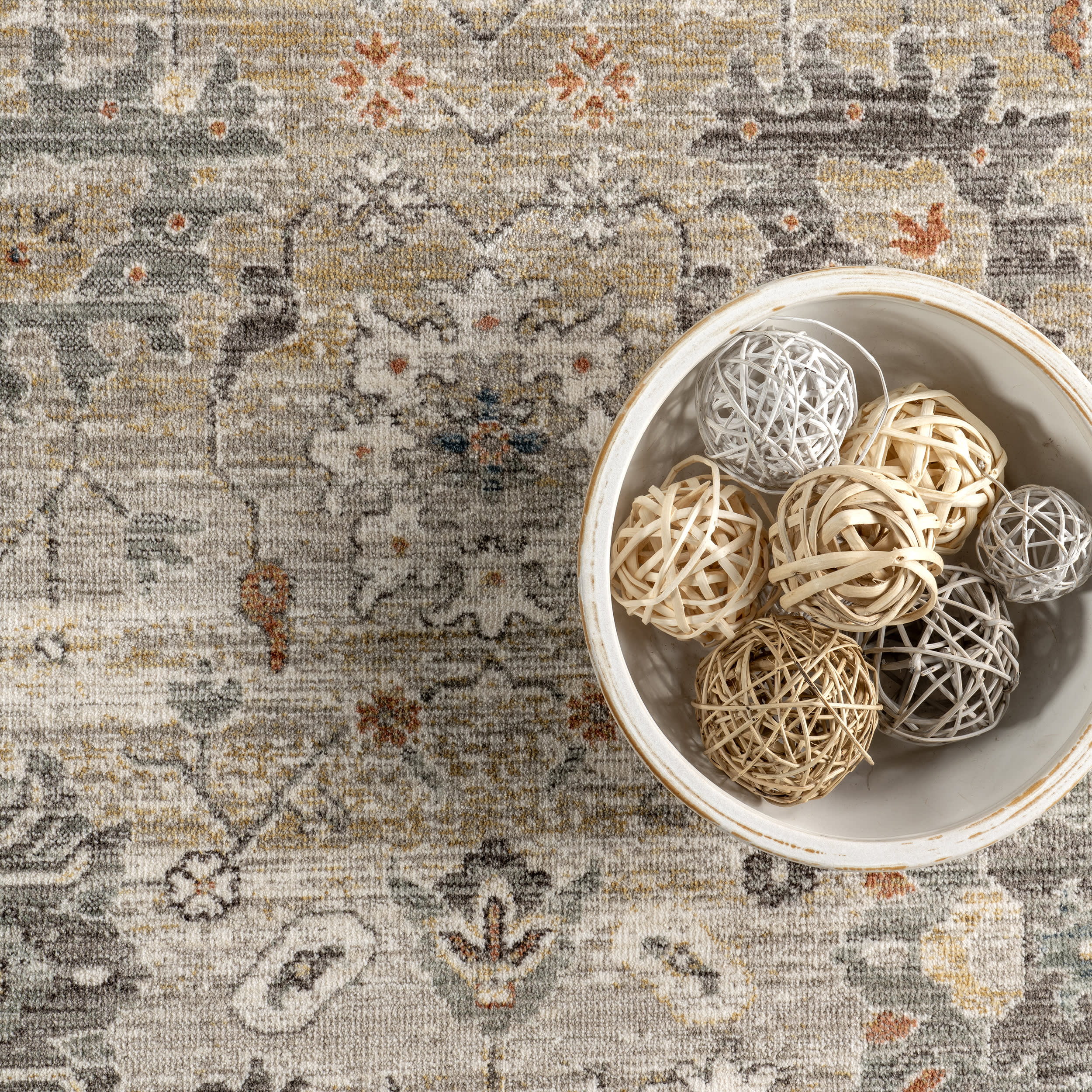 Arlene Lustered Botanical Rug | Grey - Image 7