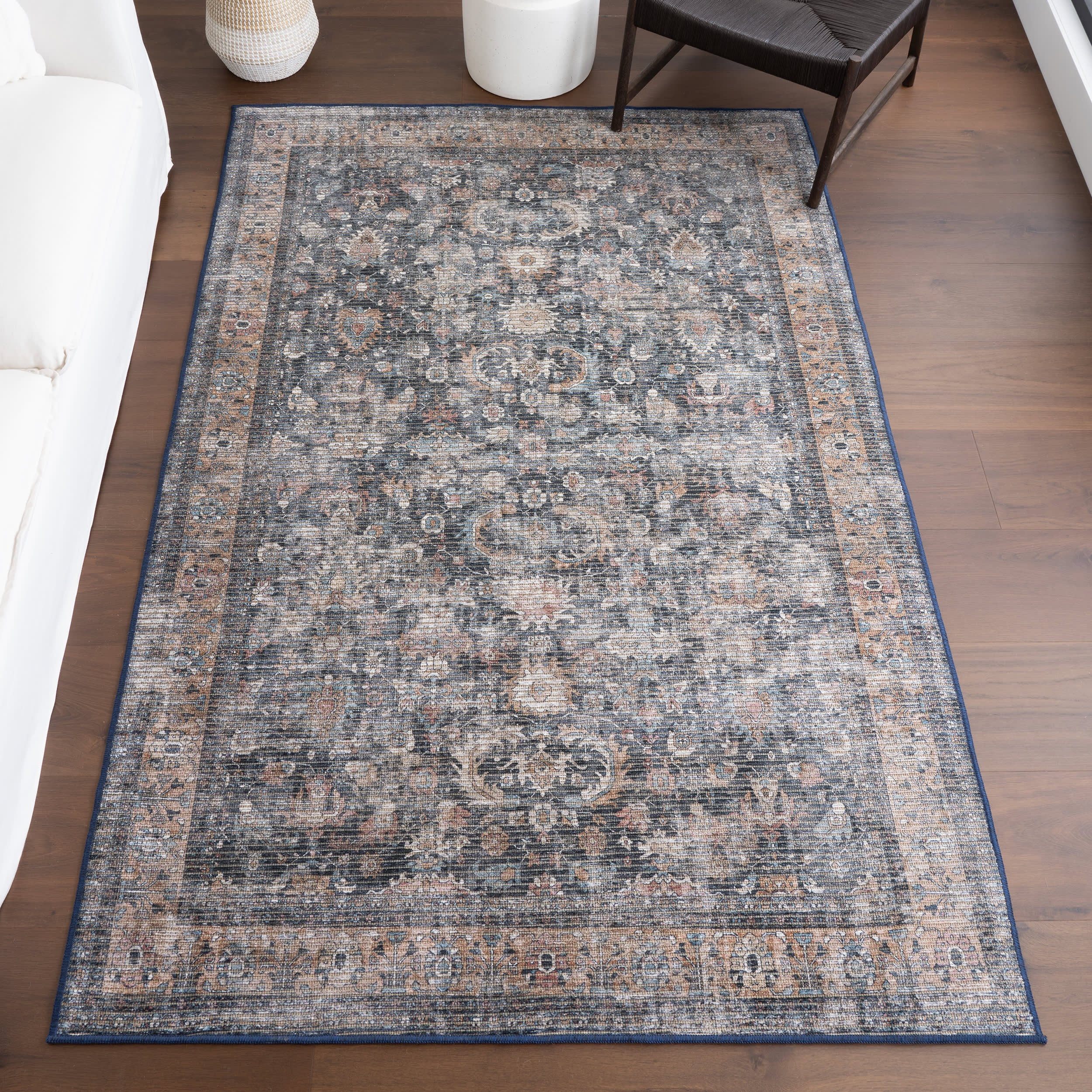 Arleth Medallion Washable Rug | Dark Grey - Image 2
