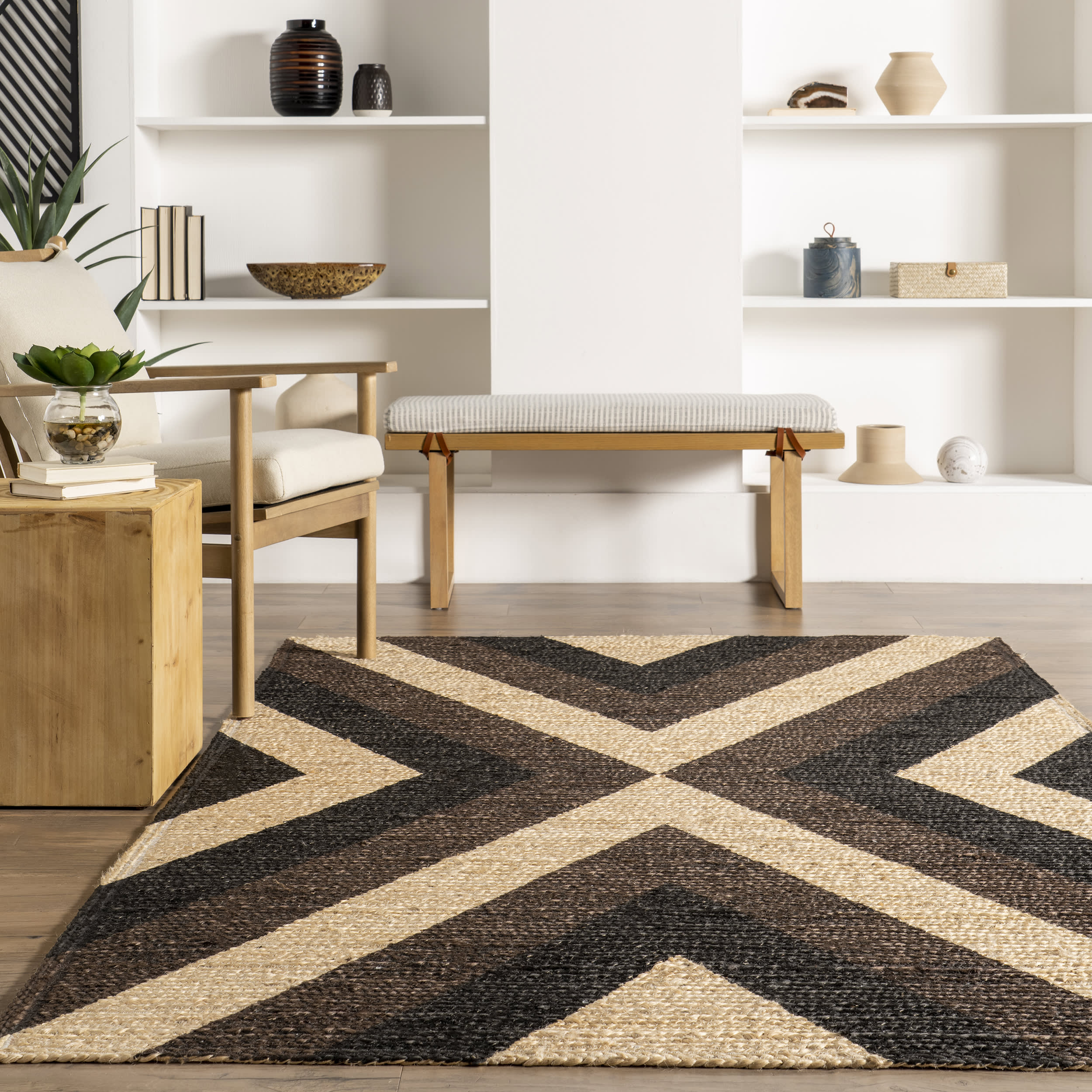 Armani Banded Jute Rug | Black - Image 4