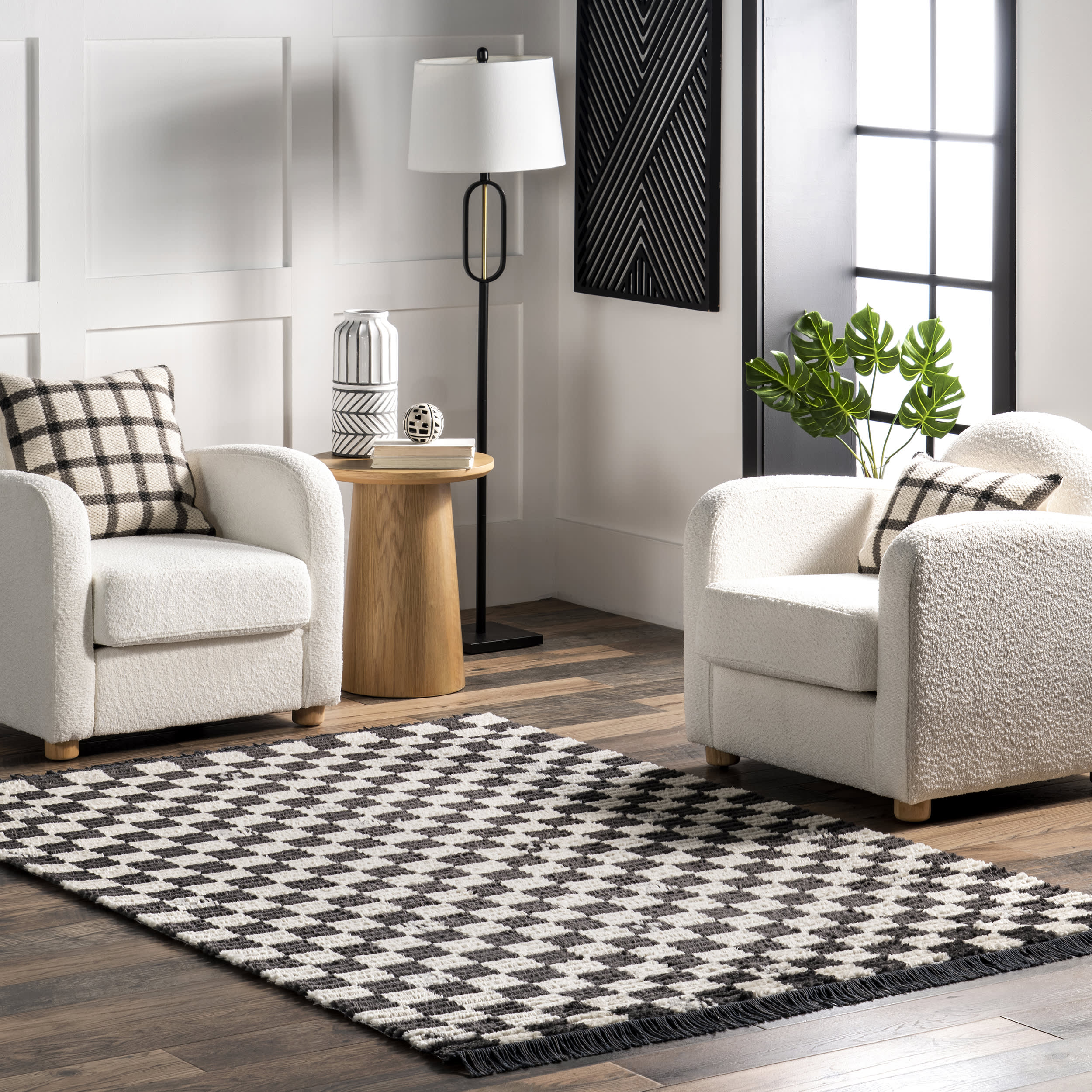 Armedia Modern Checkered Rug | Dark Grey - Image 2