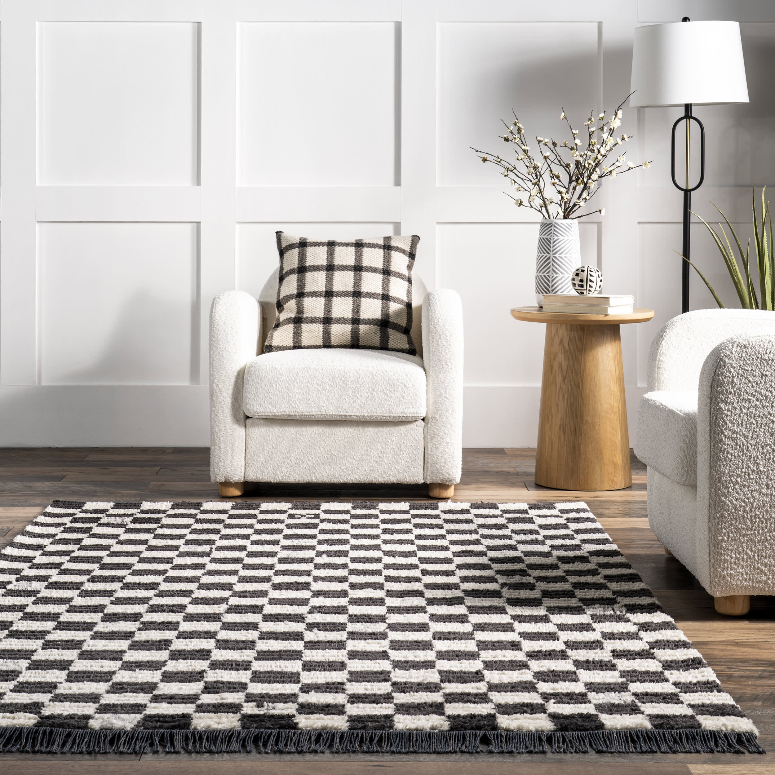 Armedia Modern Checkered Rug | Dark Grey - Image 4