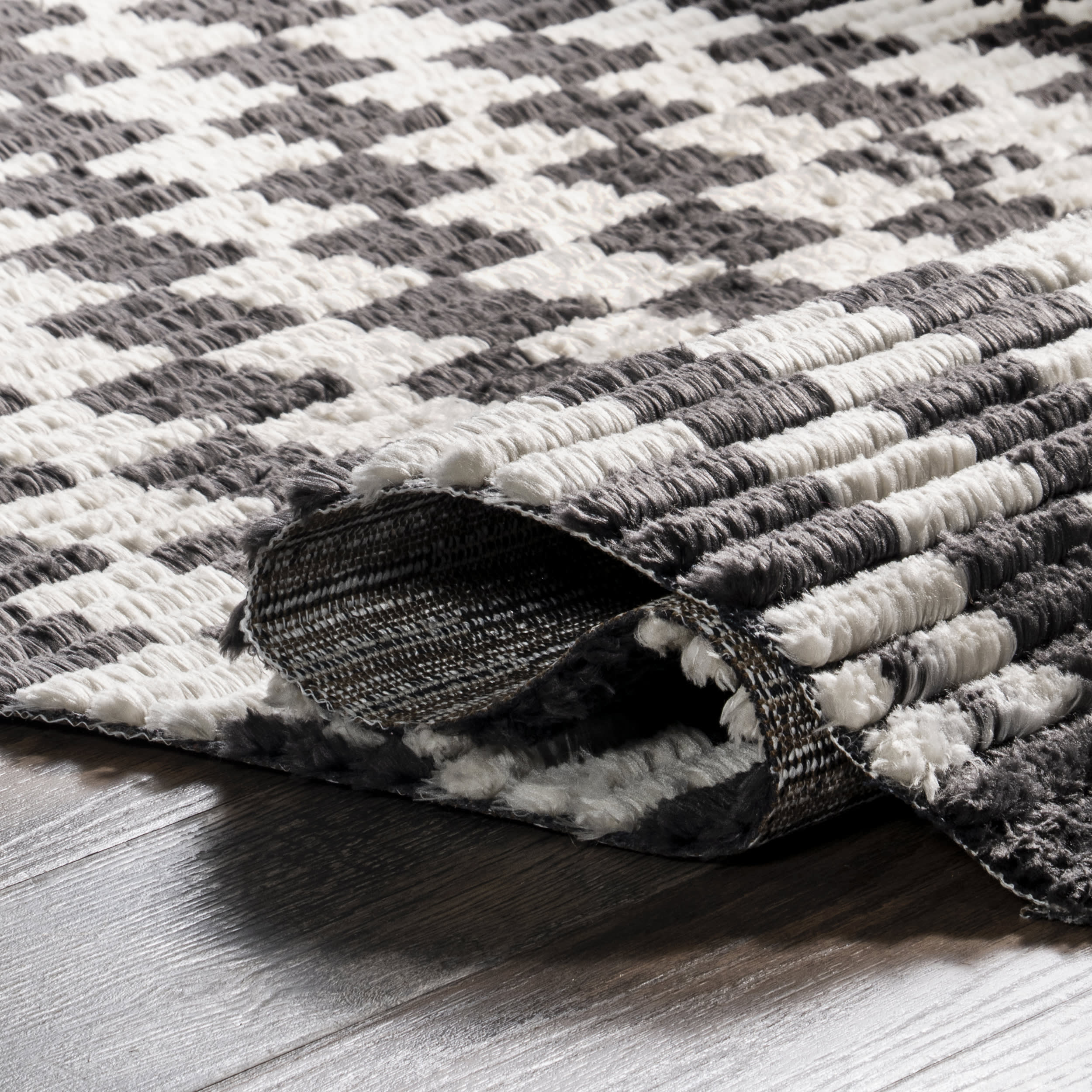 Armedia Modern Checkered Rug | Dark Grey - Image 2