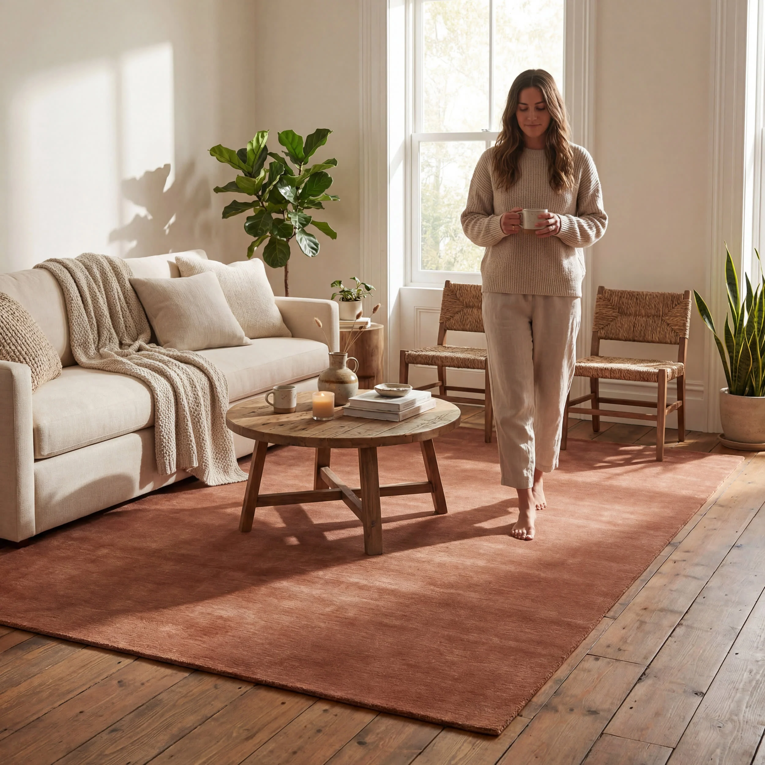 Arrel Speckled Wool-Blend Rug | Brick - Image 8
