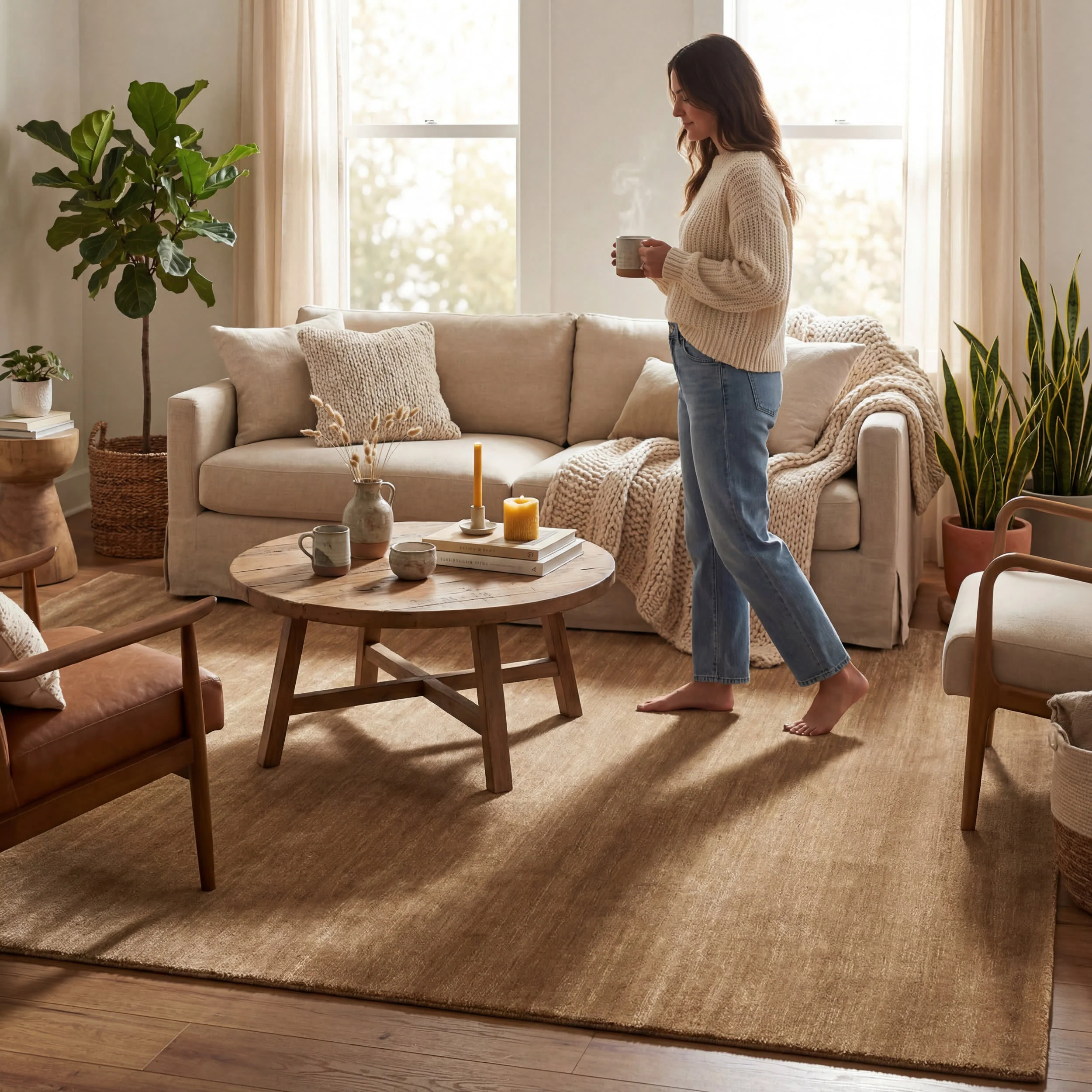 Arrel Speckled Wool-Blend Rug | Wheat - Image 9