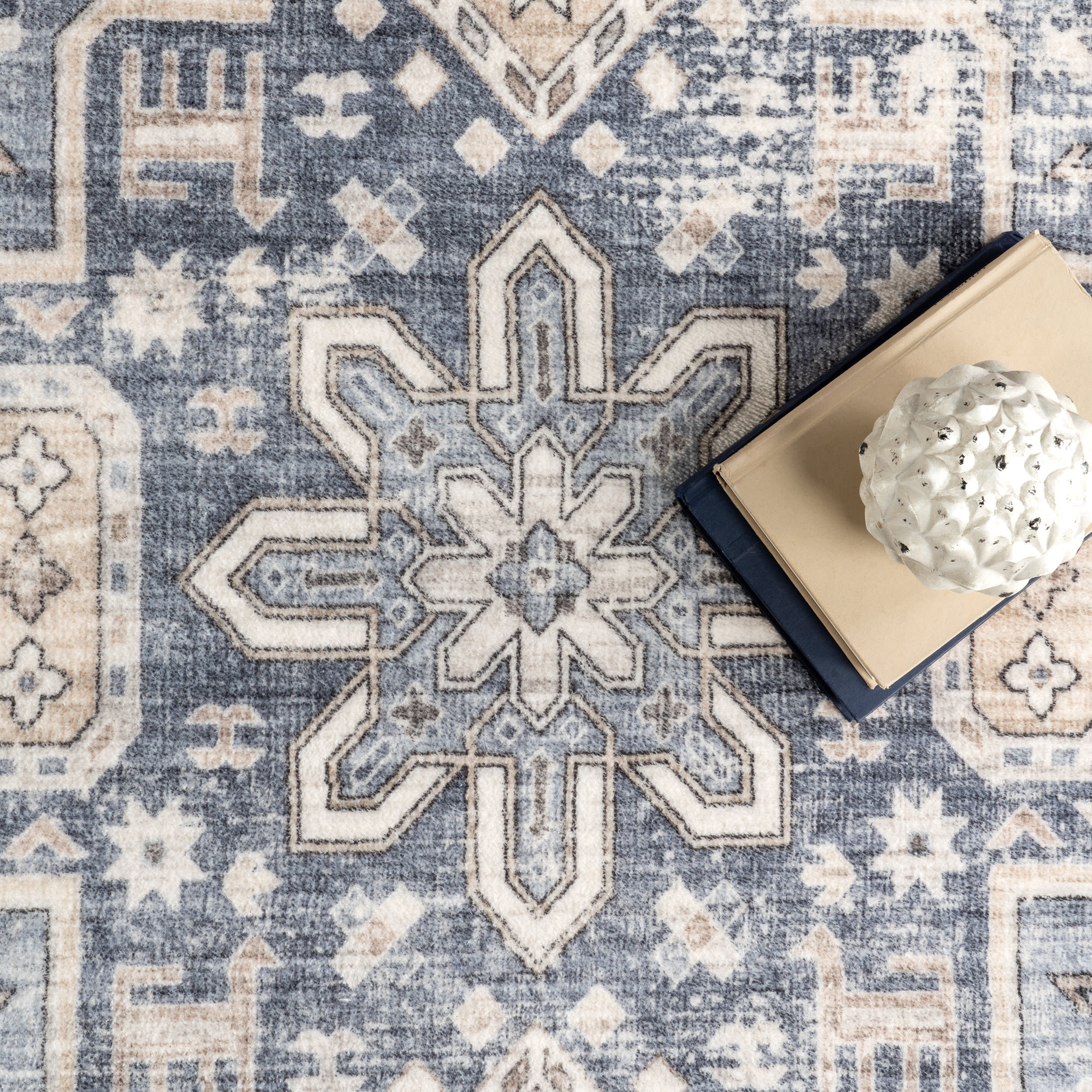 Arsenia Vintage Medallion Washable Rug | Grey - Image 7