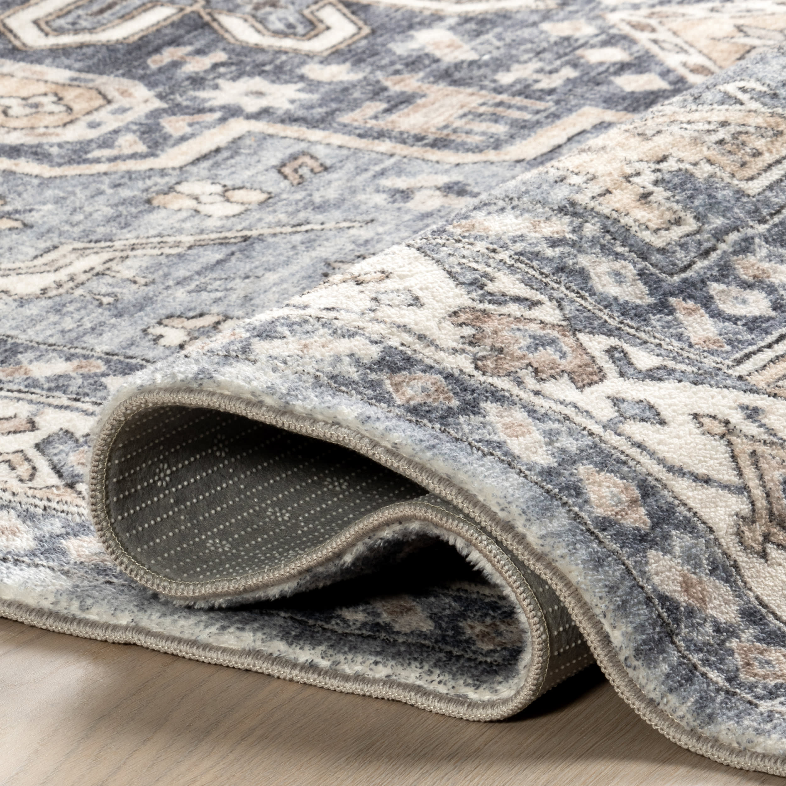 Arsenia Vintage Medallion Washable Rug | Grey - Image 8