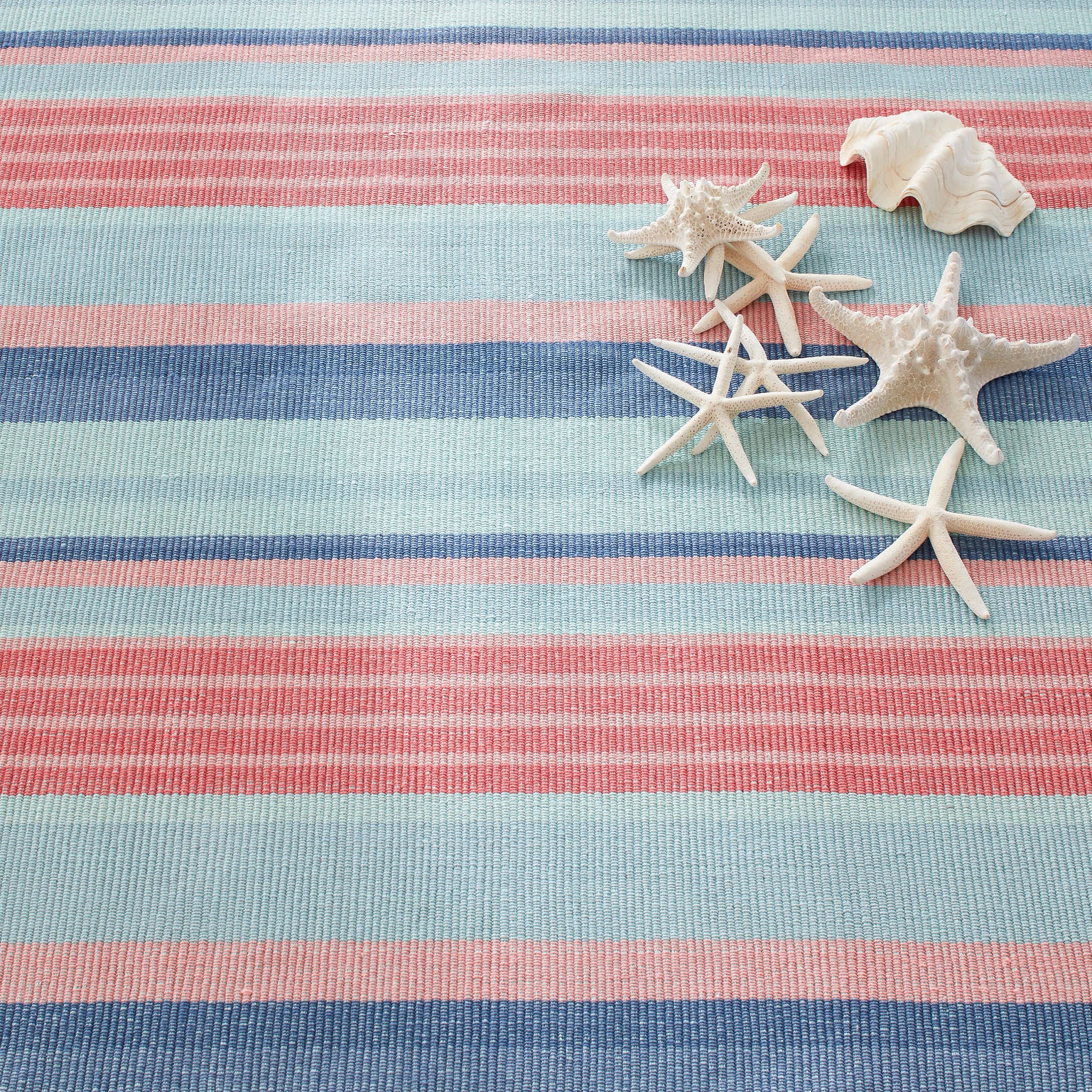 Aruba Stripe Handwoven Cotton Rug | Multi - Image 2