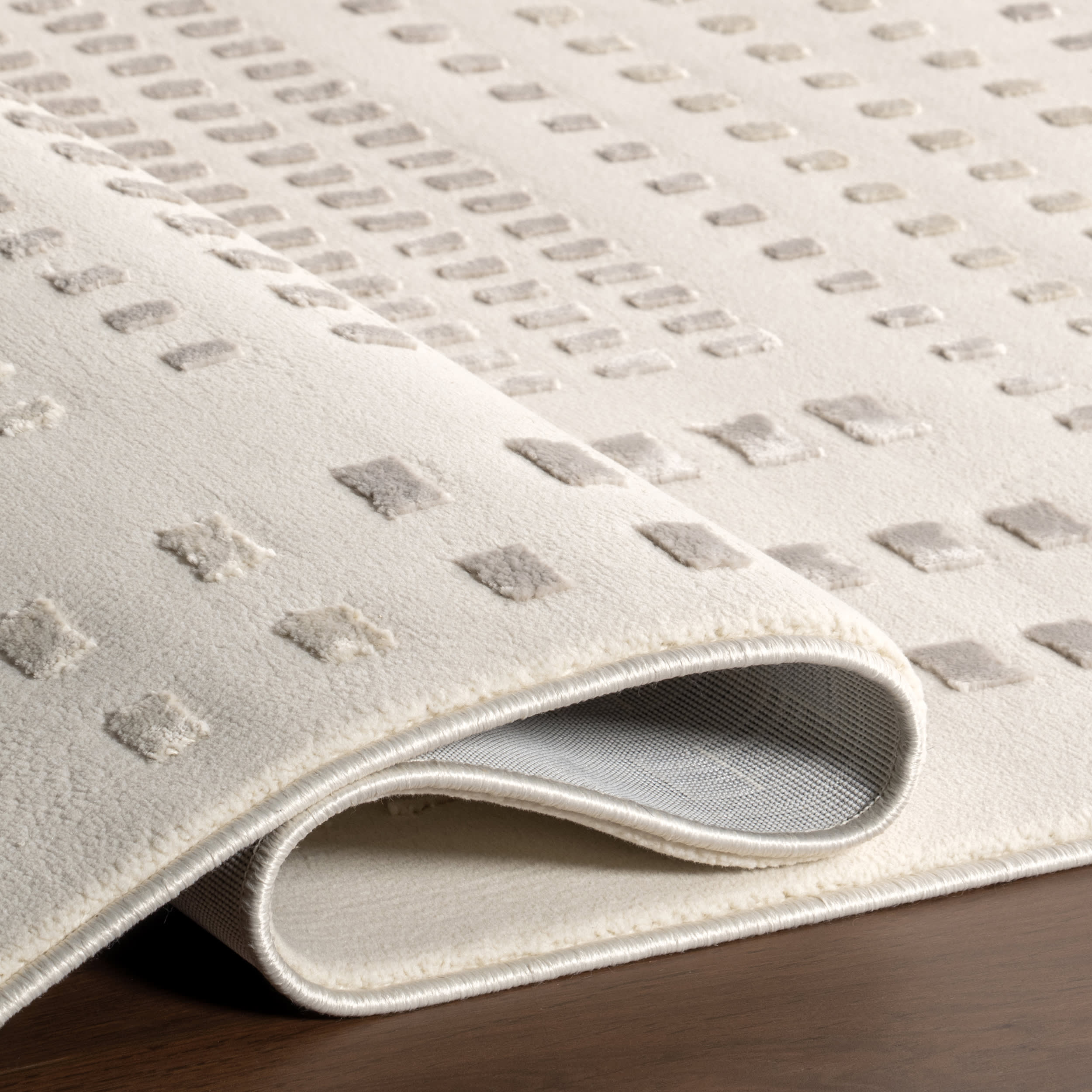 Asbury Plush Textured Washable Rug | Cream/Grey - Image 8
