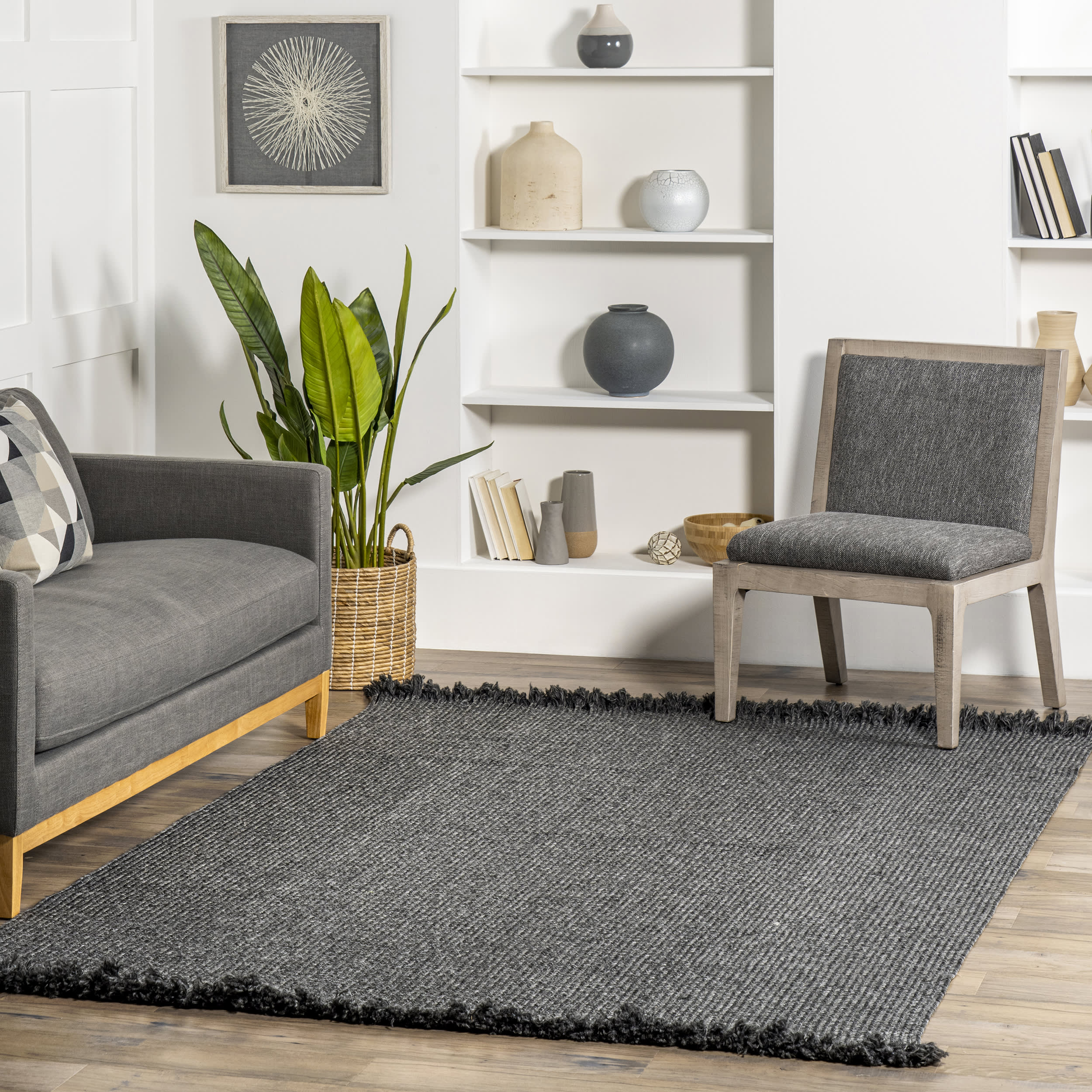 Ashen Braided Tassel Indoor/Outdoor Rug | Charcoal - Image 4