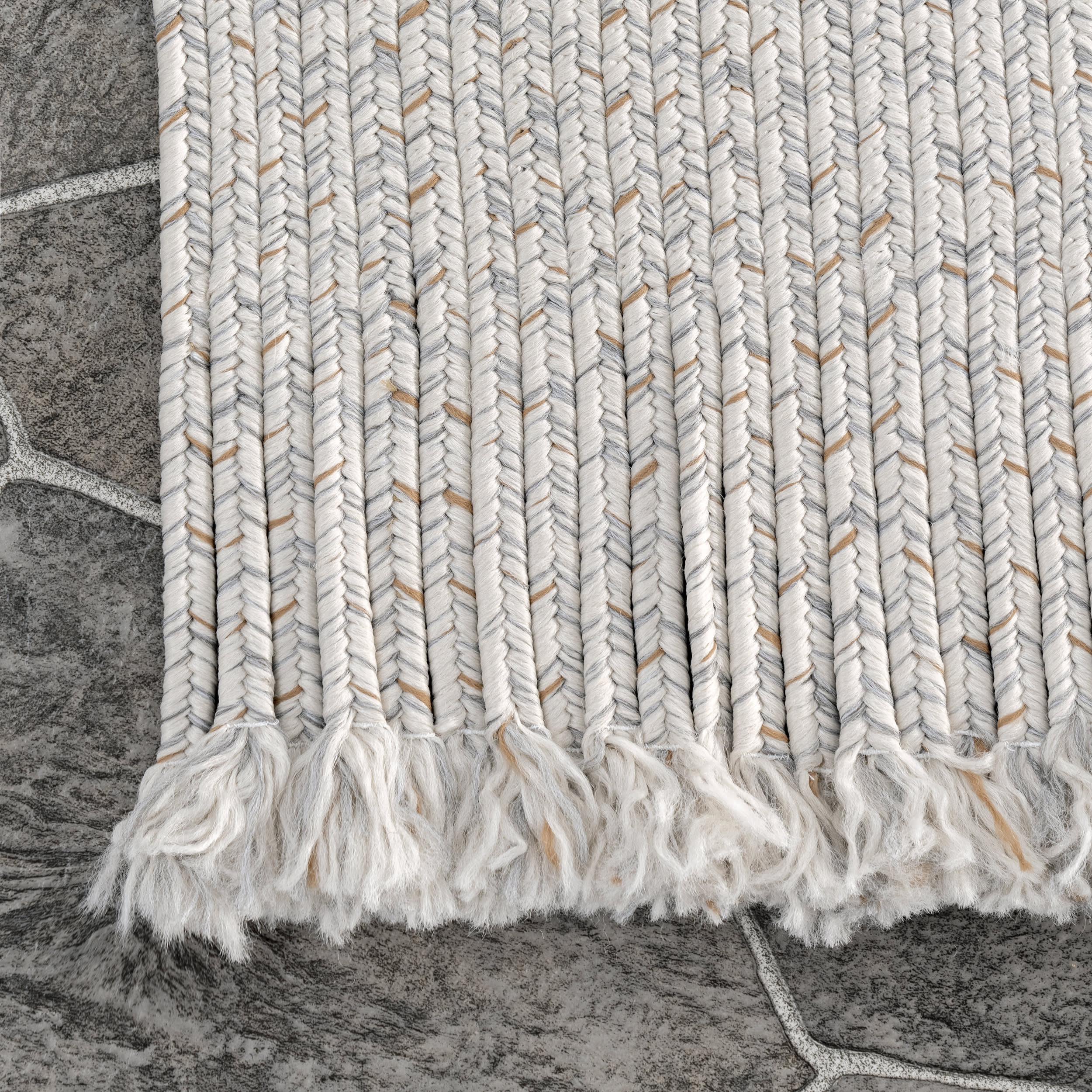 Ashen Braided Tassel Indoor/Outdoor Rug | Ivory - Image 3
