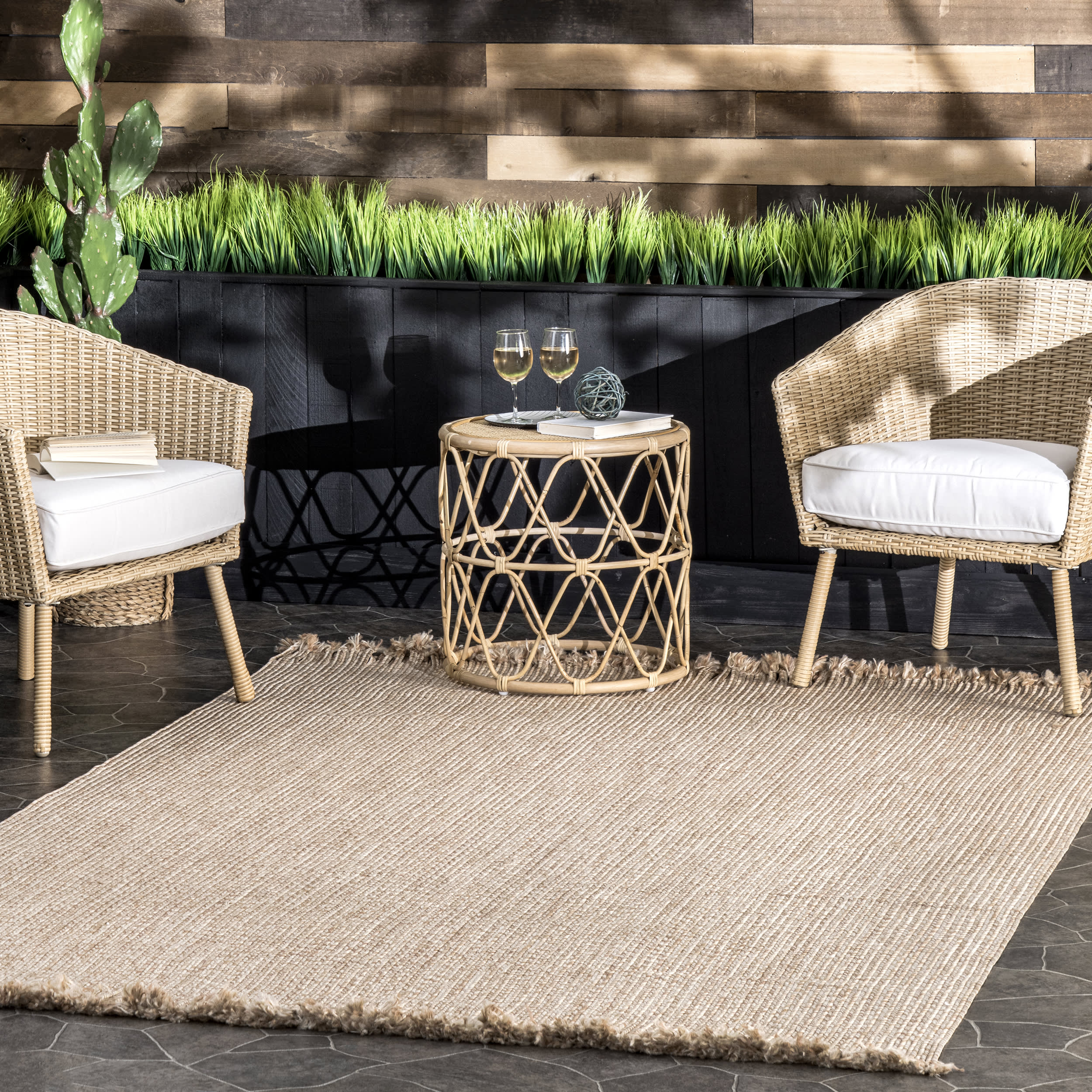 Ashen Braided Tassel Indoor/Outdoor Rug | Tan - Image 2
