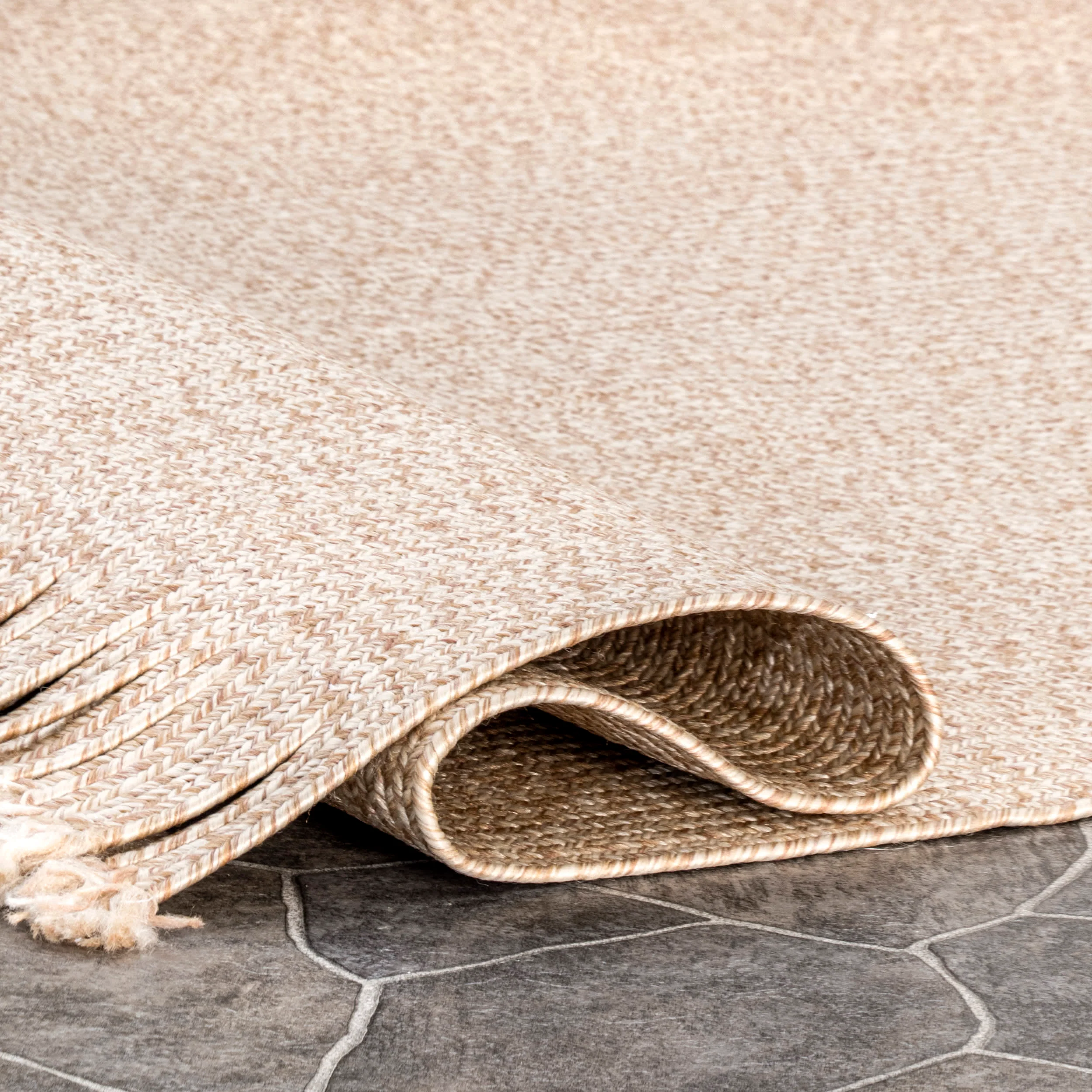 Ashen Braided Tassel Indoor/Outdoor Rug | Tan - Image 2