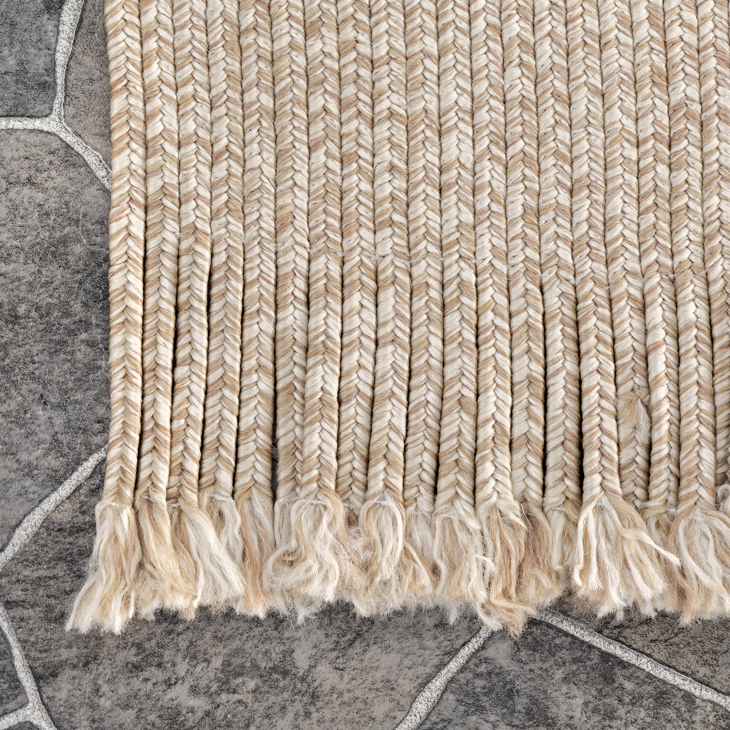 Ashen Braided Tassel Indoor/Outdoor Rug | Tan - Image 3